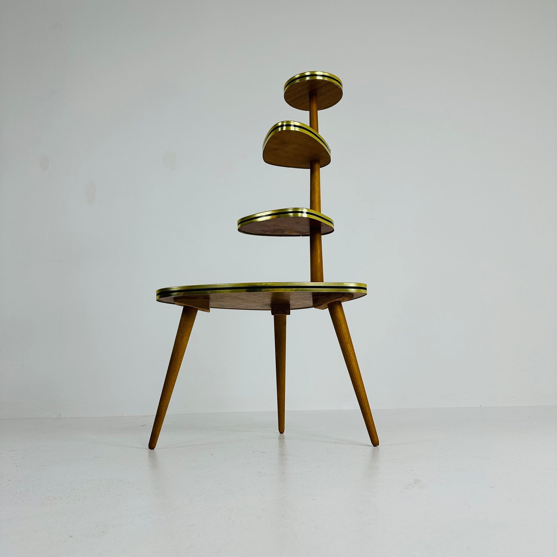 Retro 1950s German Plant Stand, Colorful Vintage Mid-Century Minimalist Indoor Plant Stand Side Table Retro flower table