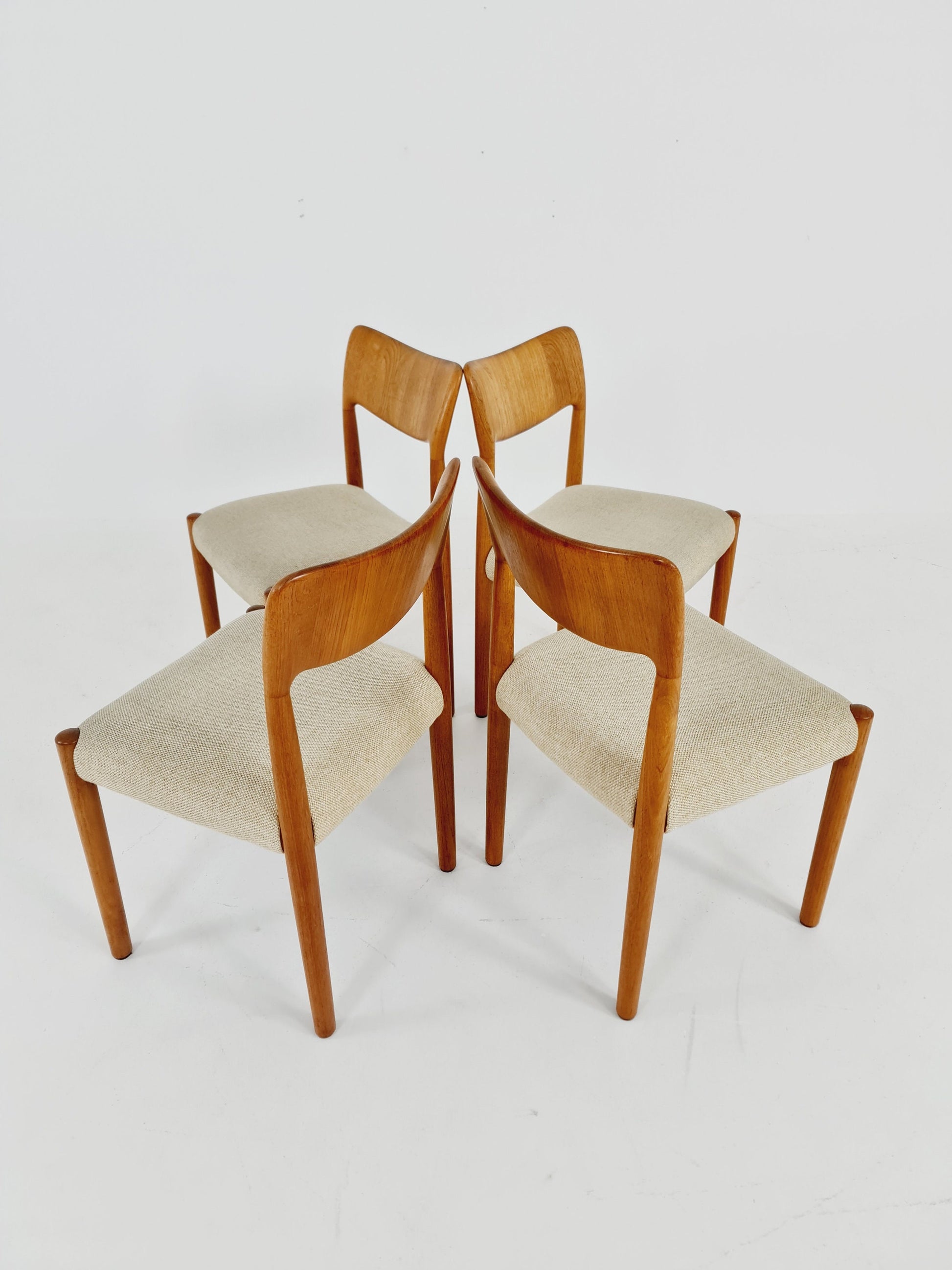 Vintage Danish solid teak dining chairs by Glostrup, , 1960s, Set of 4