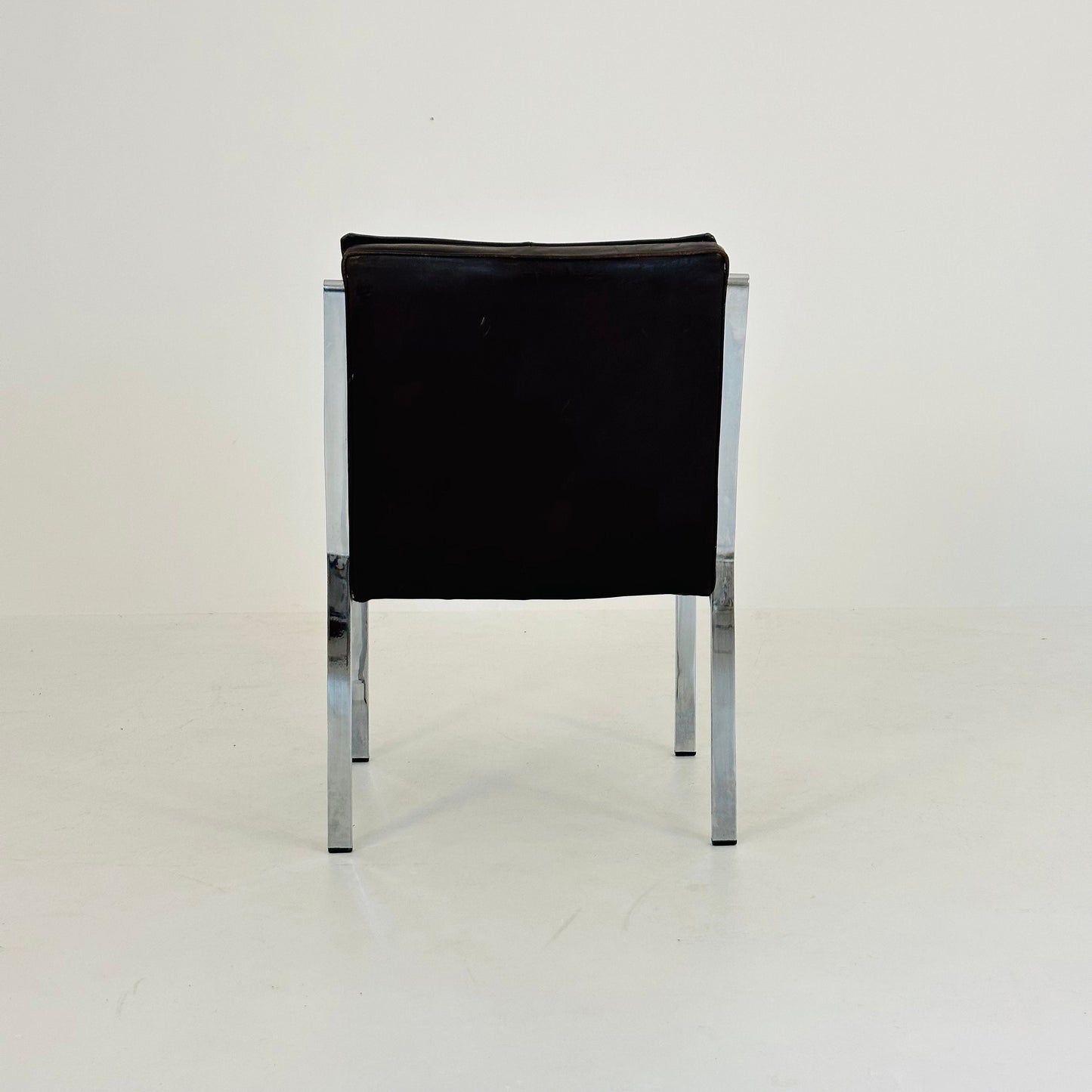 Mid century Alpha steel and leather dark brown armchair by Preben Fabricius and George Kastholm for Walter Knoll 1980s