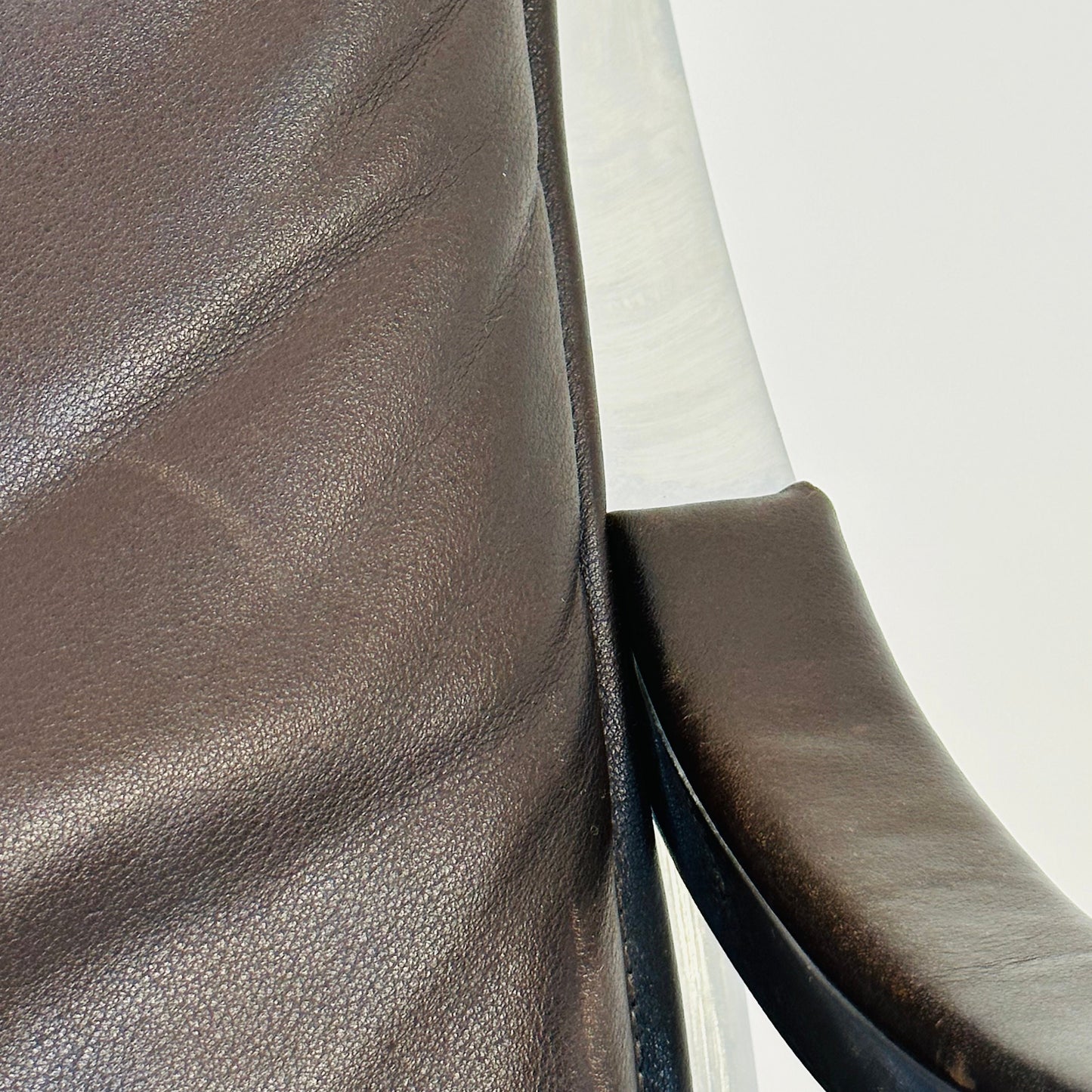 Mid century Alpha steel and leather dark brown armchair by Preben Fabricius and George Kastholm for Walter Knoll 1980s