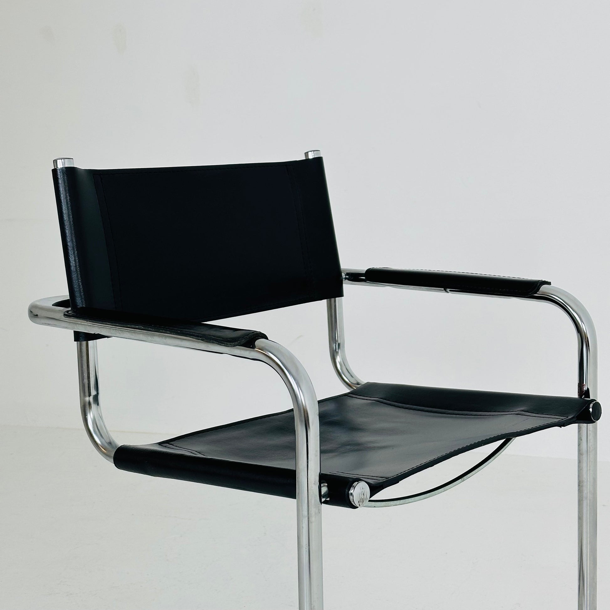 1 of 6 Mid Century iconic Mart Stam S34 armchair / Bauhaus chrome tube steel and leather / 80s vintage cantilever chair s43