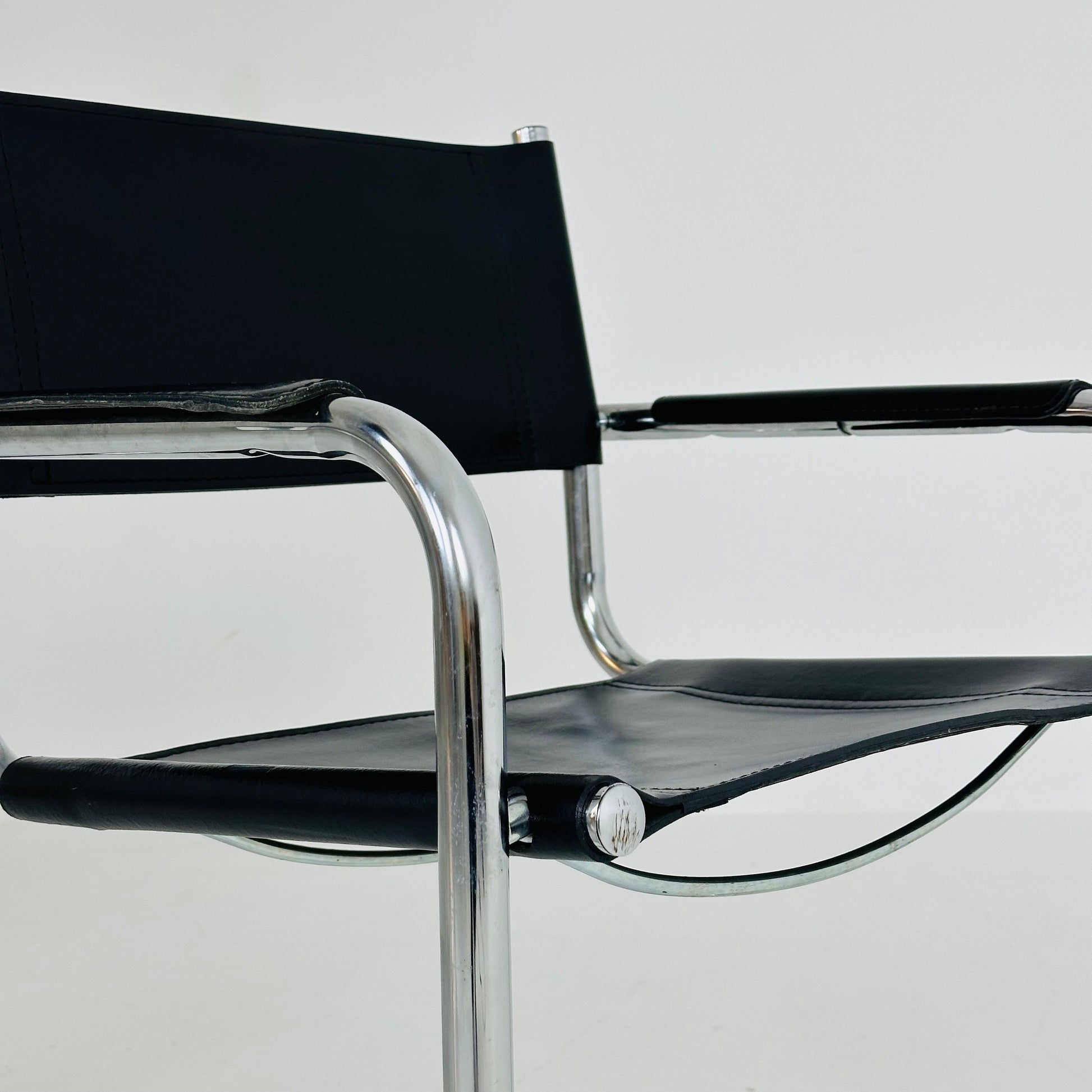 1 of 6 Mid Century iconic Mart Stam S34 armchair / Bauhaus chrome tube steel and leather / 80s vintage cantilever chair s43
