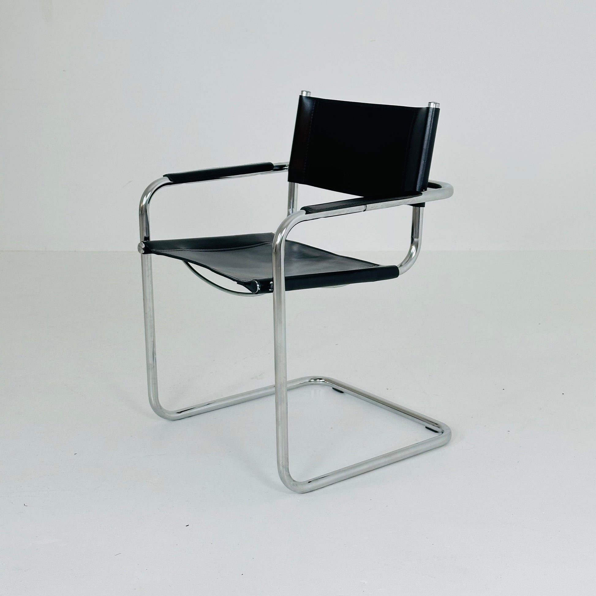 1 of 6 Mid Century iconic Mart Stam S34 armchair / Bauhaus chrome tube steel and leather / 80s vintage cantilever chair s43