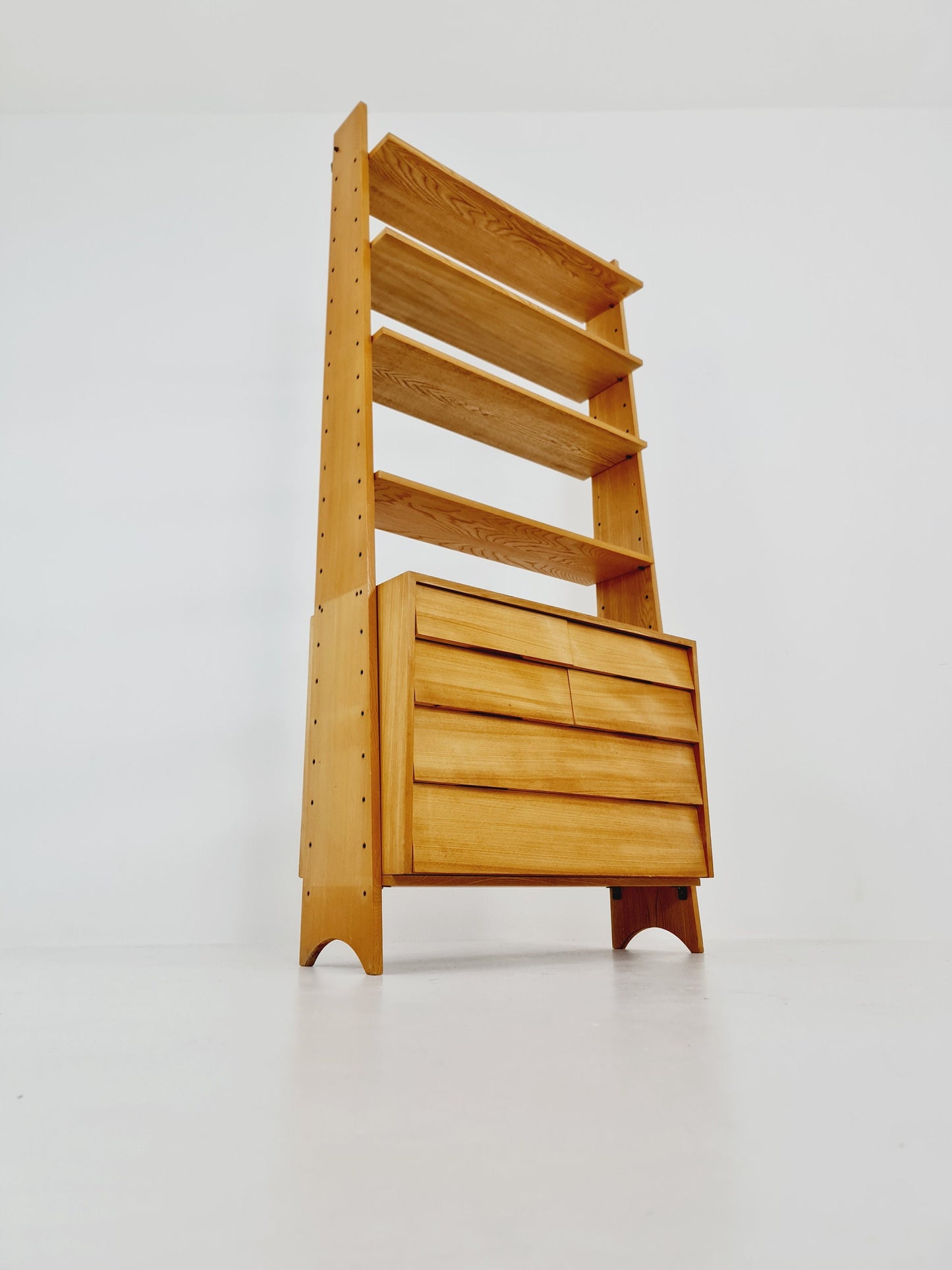 Mid-Century German freestanding vintage library bookcase shelf Cheast of drawers, 1960s