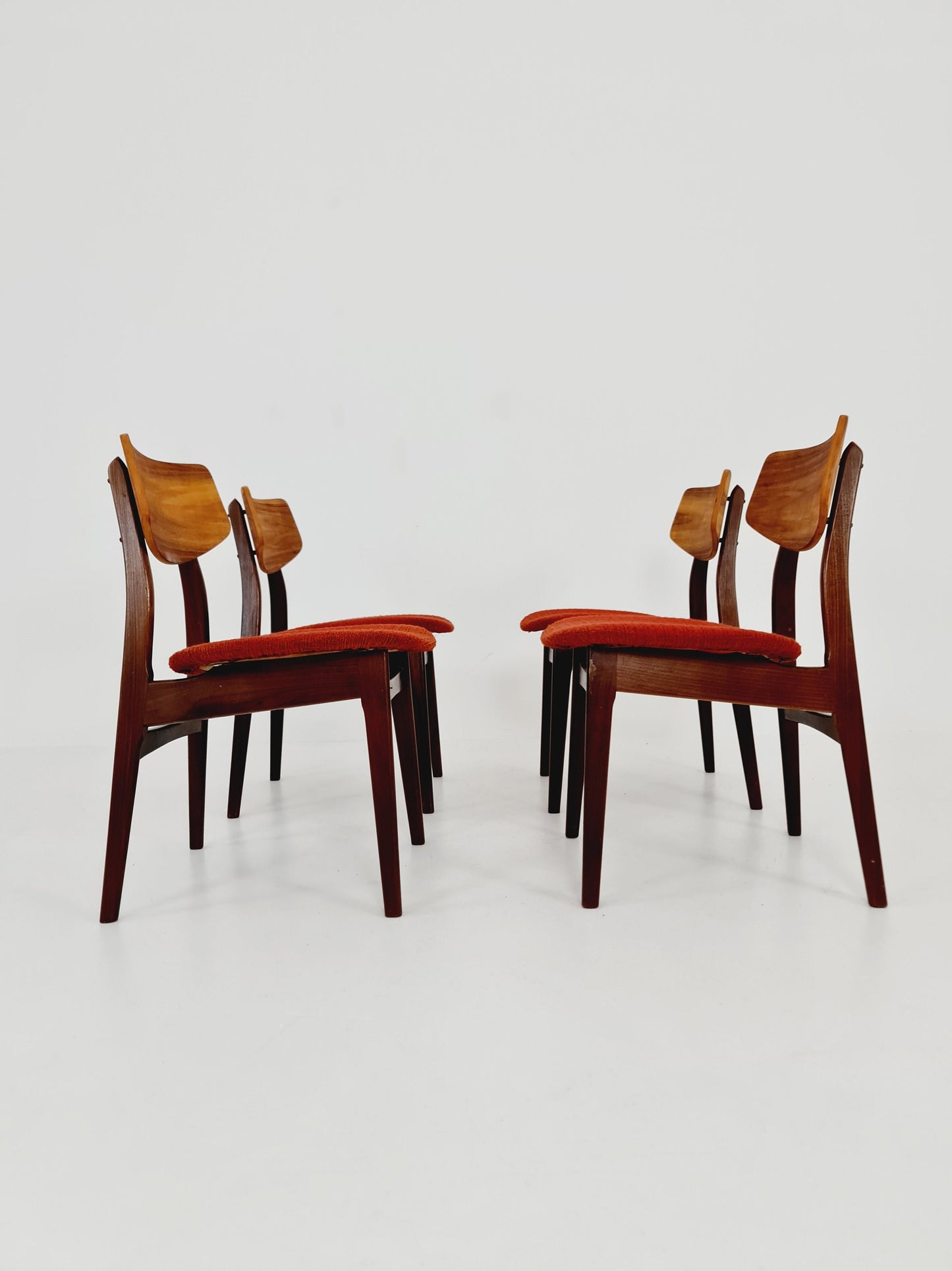Vintage Danish solid teak dining butterfly Chairs 1960s, Set of 4