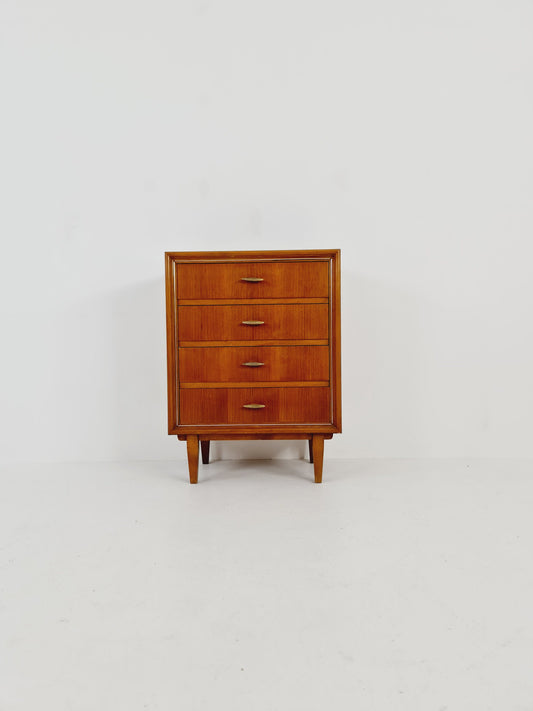 Midcentury German Walnut chest of drawers / 4 drawers cabinet by Greive NR 5 , 1960s