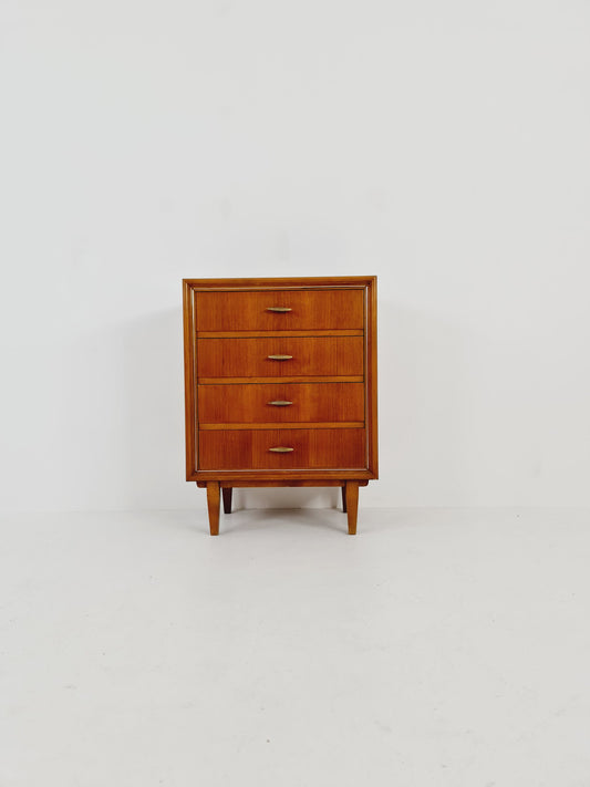 Midcentury German Walnut chest of drawers / 4 drawers cabinet by Greive NR 5 , 1960s