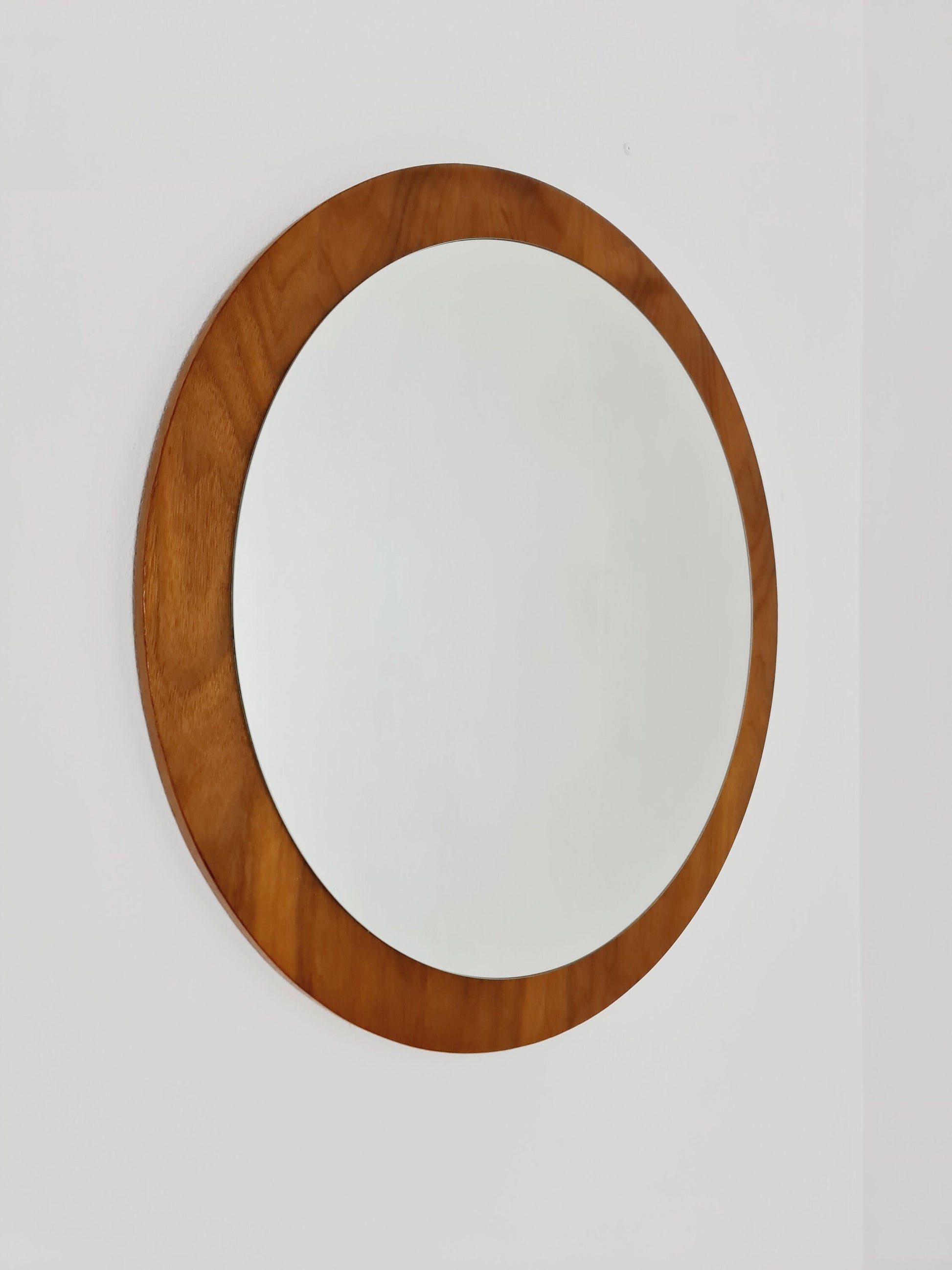 Mid Century round teak mirror from the 60s