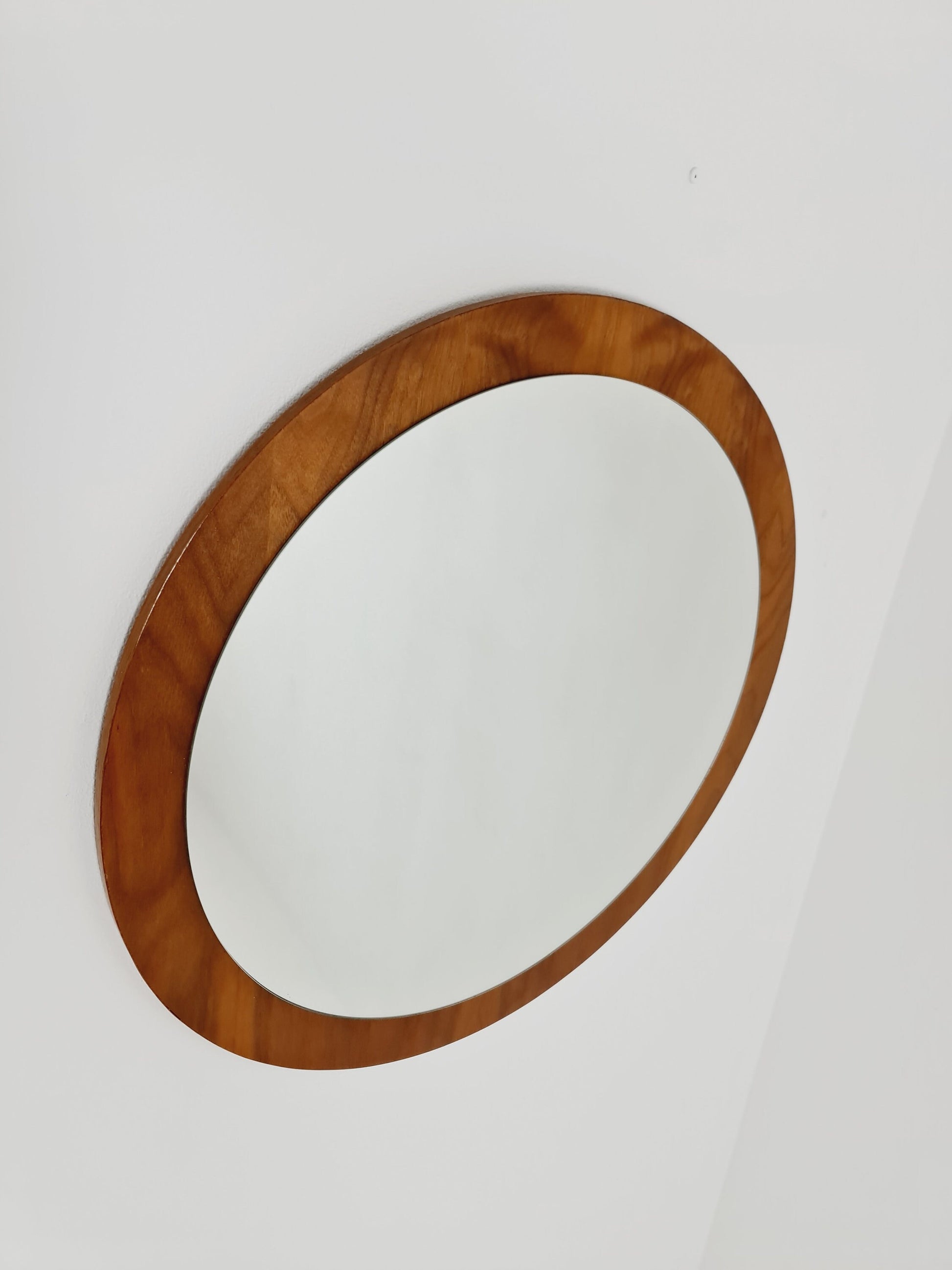 Mid Century round teak mirror from the 60s