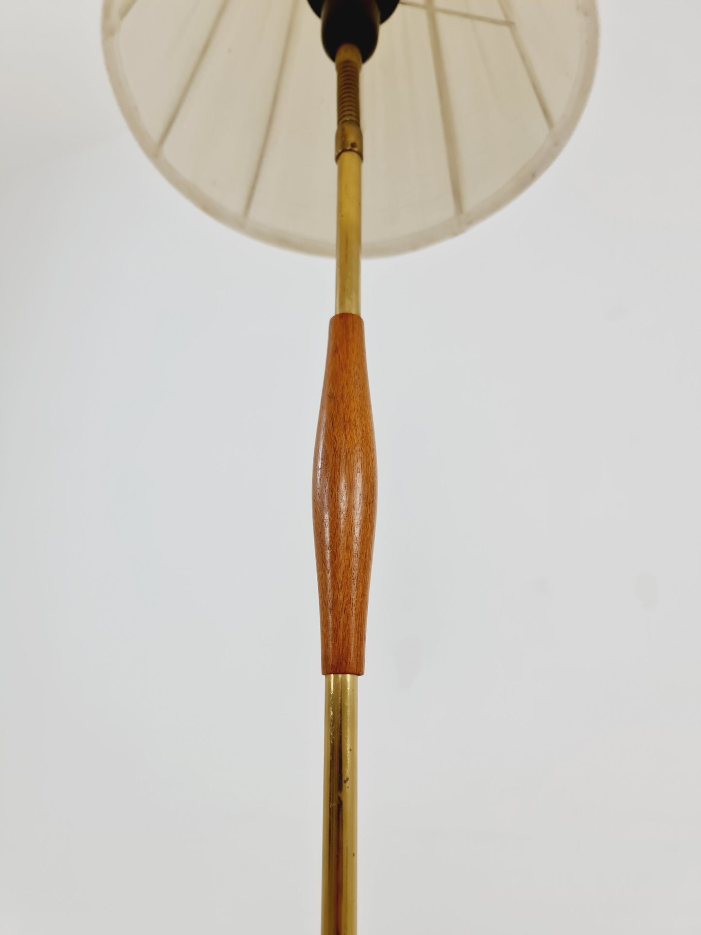 Midcentury floor Tripod flex armlamp brass & Teak Scandinavian by Örsjö Armatur, 1960s