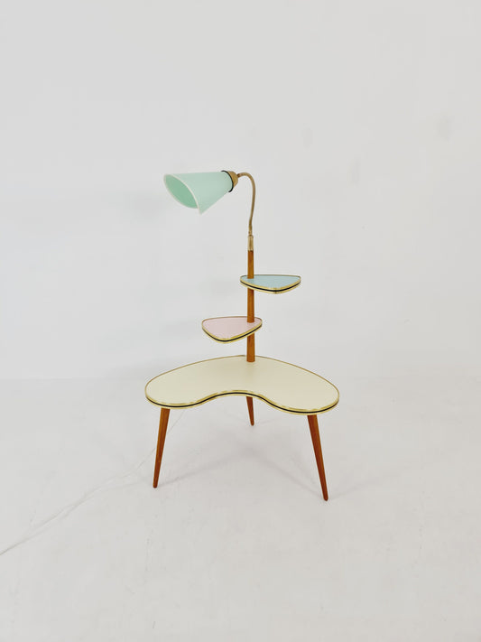 Vintage German plant Stand Minimalist Indoor Plant Stand Side flower table with lamp