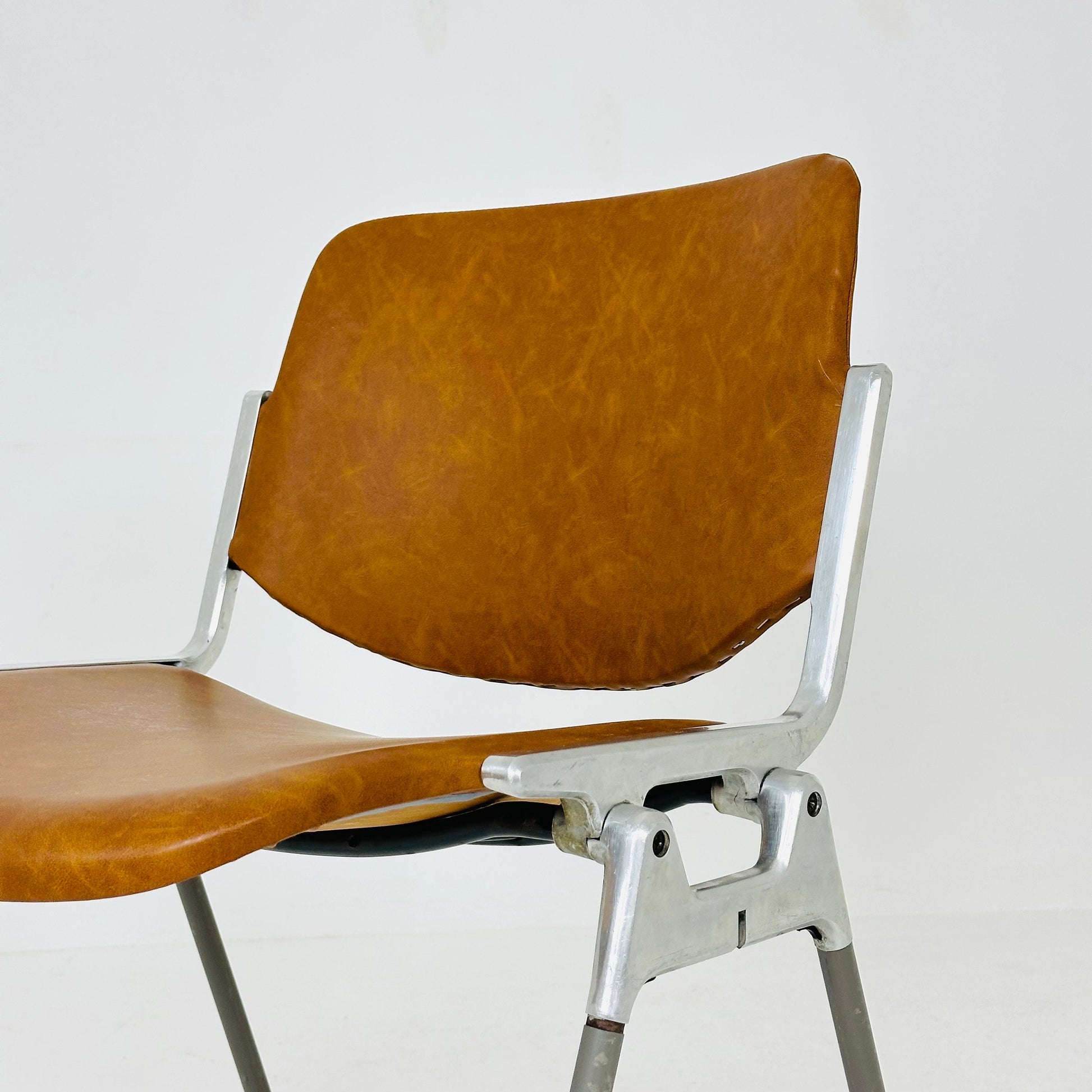 Mid century leather Italian Castelli Chair by Giancarlo Piretti 1980s