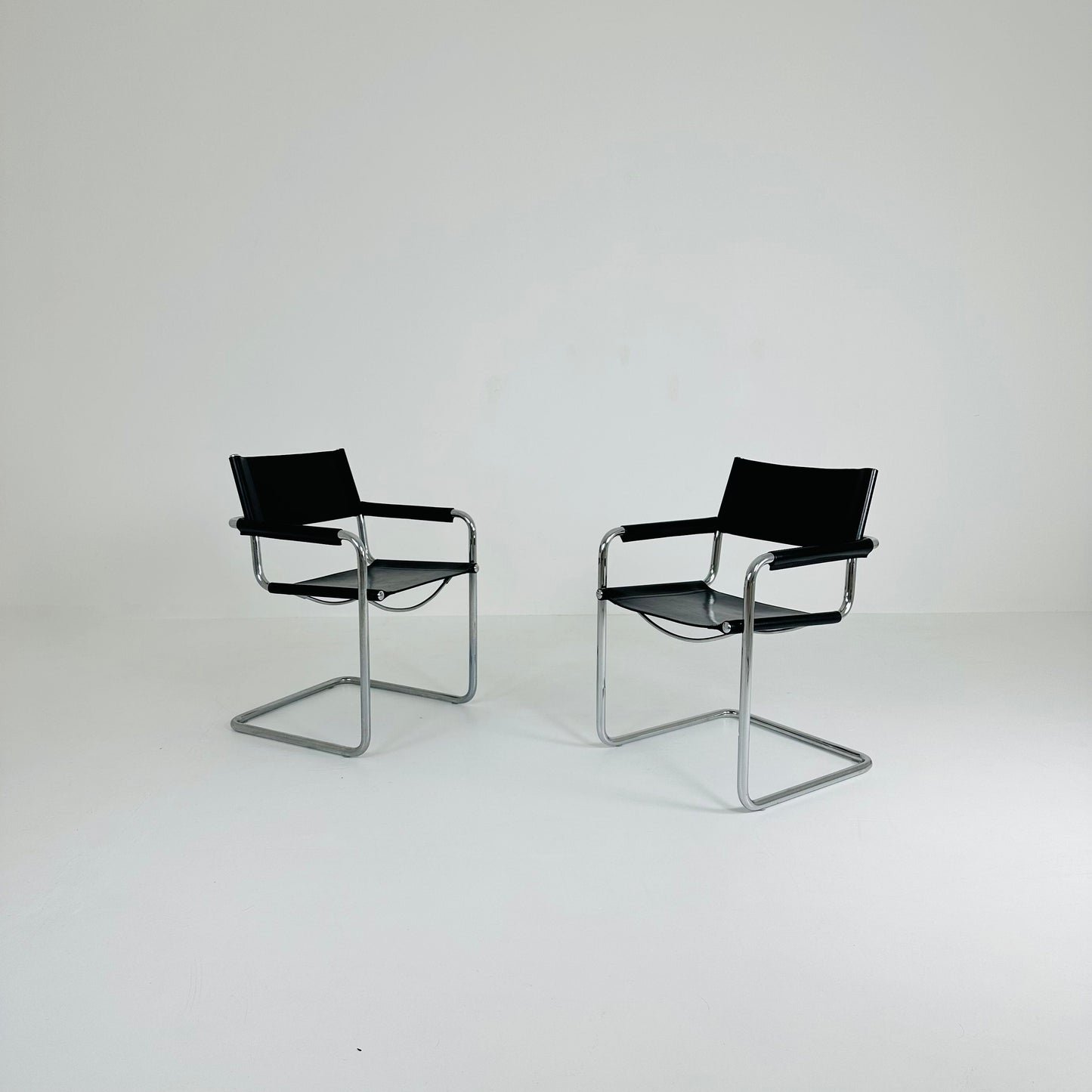 set of 2 Black Model MG5 Centro Studi Desk Chairs by Mart Stam & Marcel Breuer for Fasem Italy 1980s