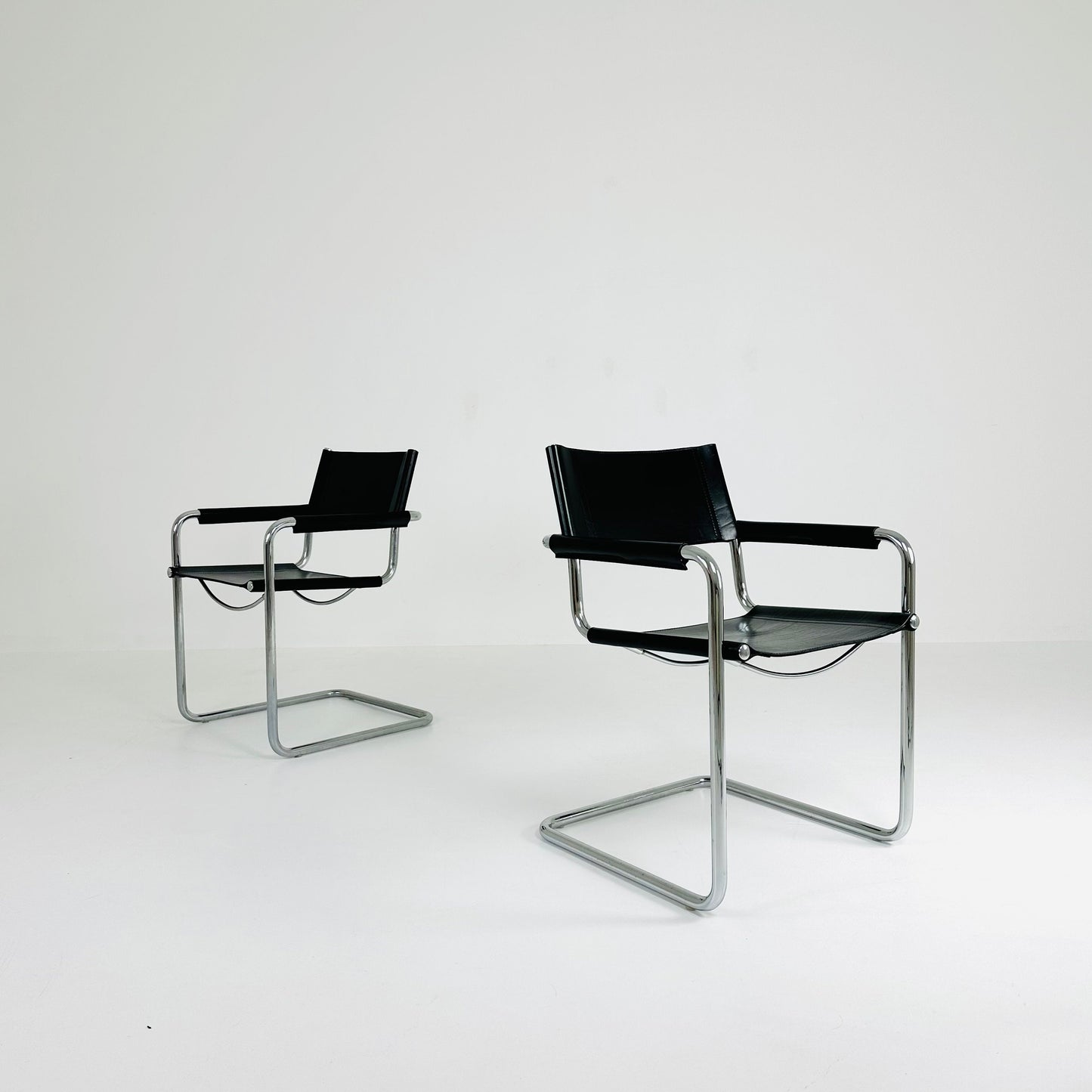 set of 2 Black Model MG5 Centro Studi Desk Chairs by Mart Stam & Marcel Breuer for Fasem Italy 1980s