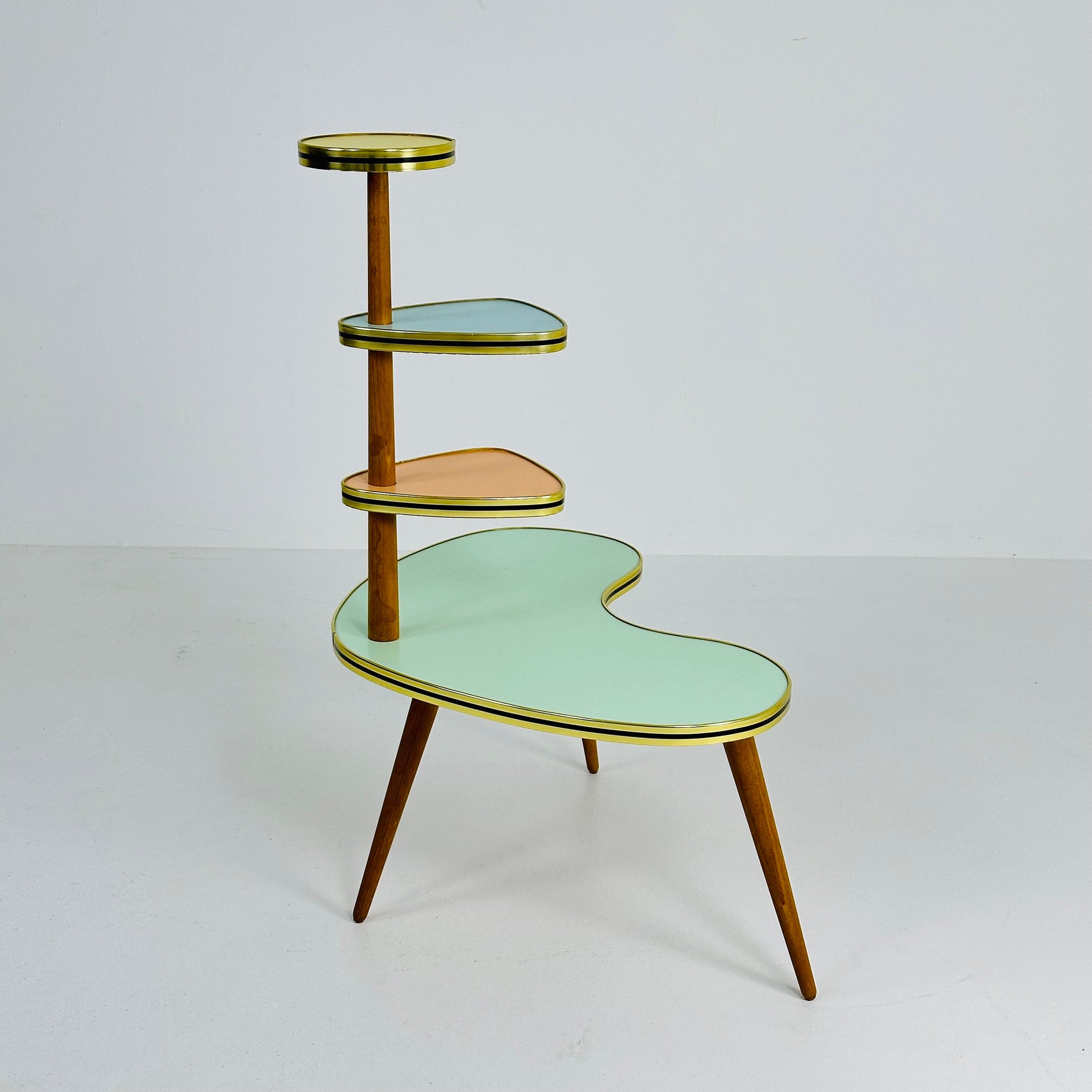 BIG 1950s German Plant Stand, Colorful Vintage Mid-Century Minimalist Indoor Plant Stand Side Table Retro flower table