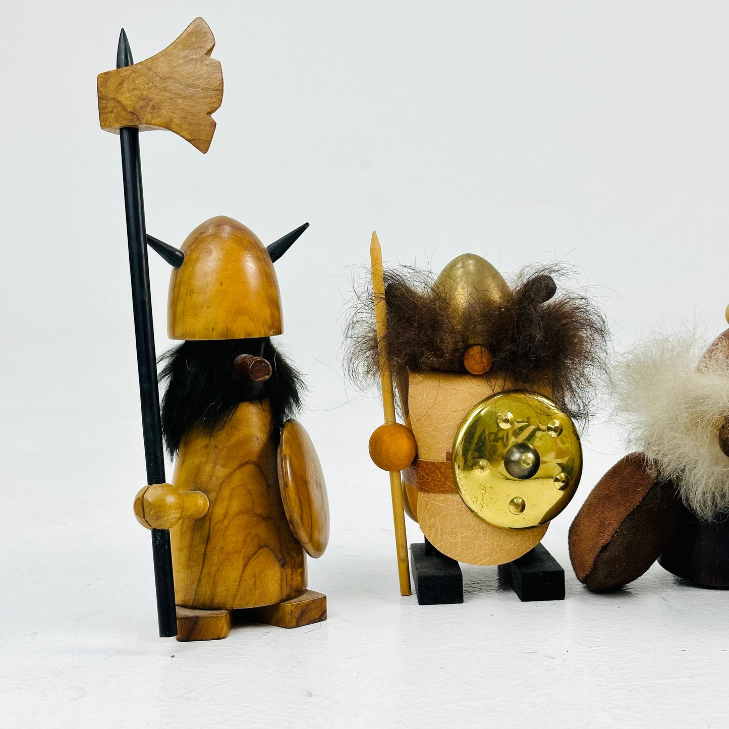 Mid century Viking handcrafted figurines set 1960s , made in Denmark ,Swedish,
