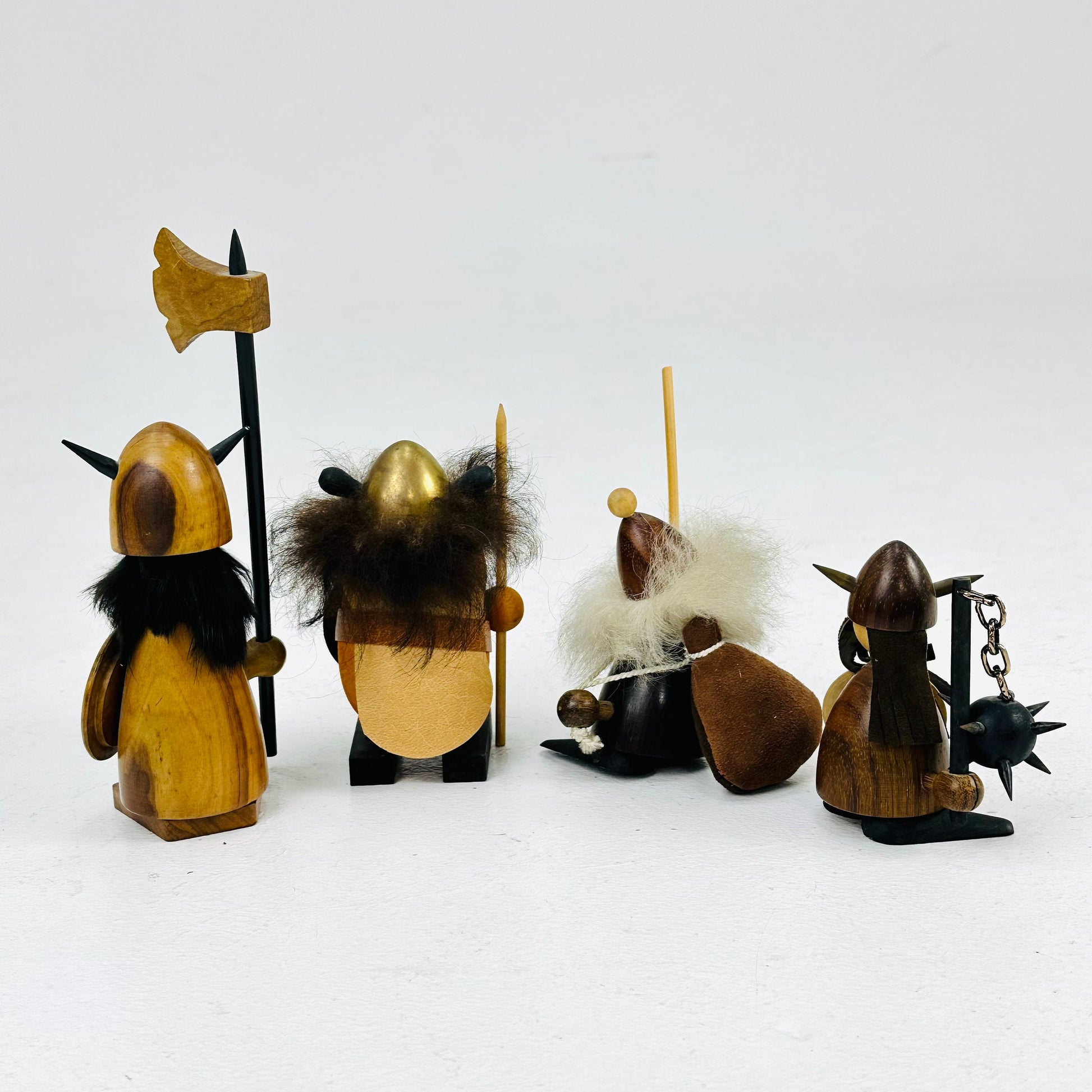 Mid century Viking handcrafted figurines set 1960s , made in Denmark ,Swedish,