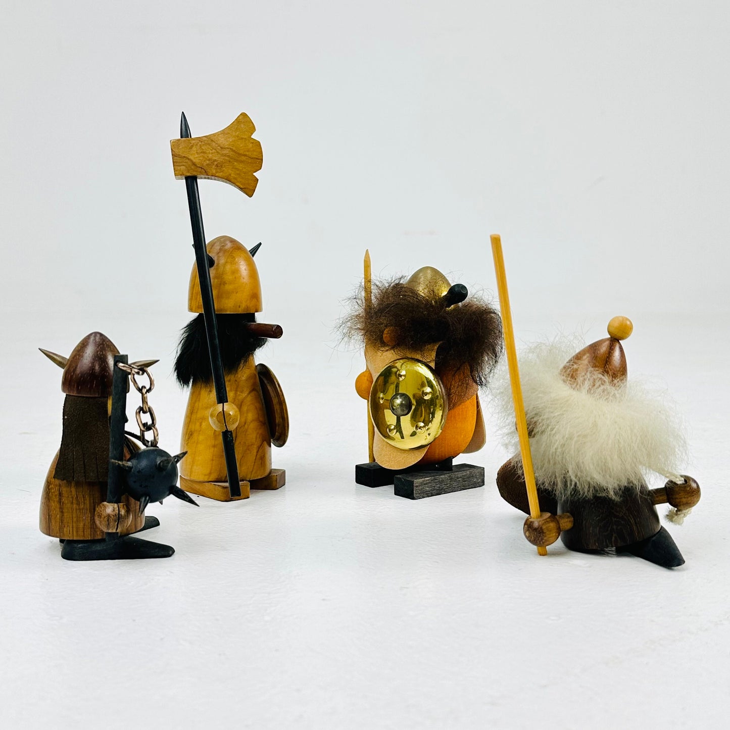 Mid century Viking handcrafted figurines set 1960s , made in Denmark ,Swedish,