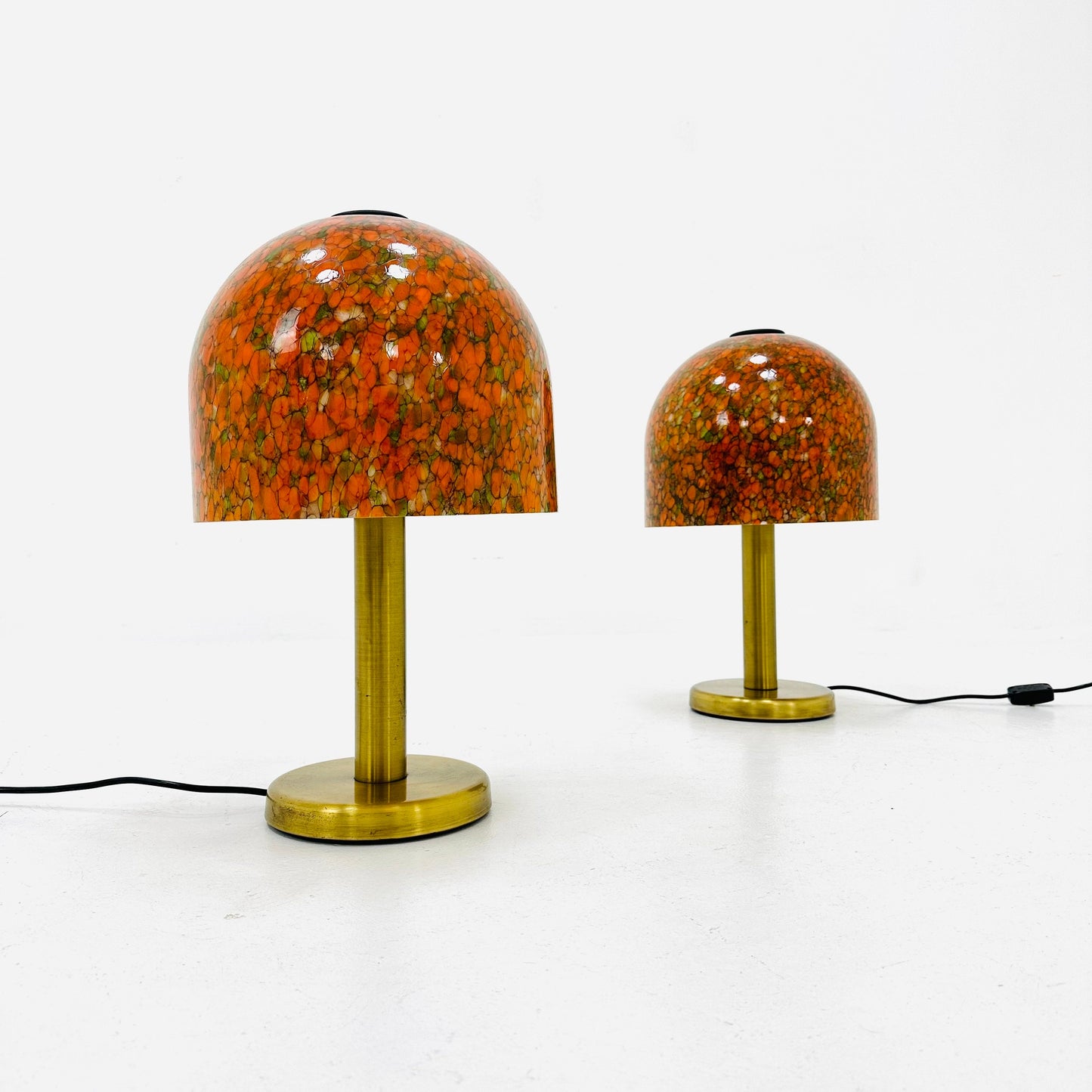 Pair of Glass and Brass Table Lamps by Peil & Putzler Germany 1970s