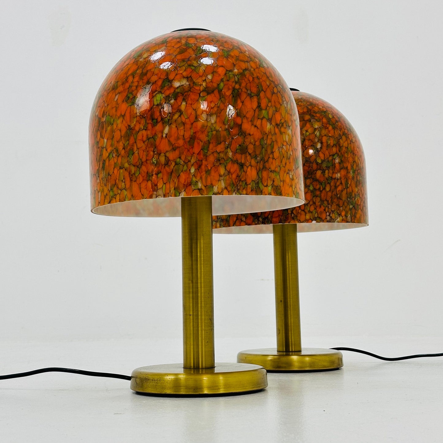 Pair of Glass and Brass Table Lamps by Peil & Putzler Germany 1970s