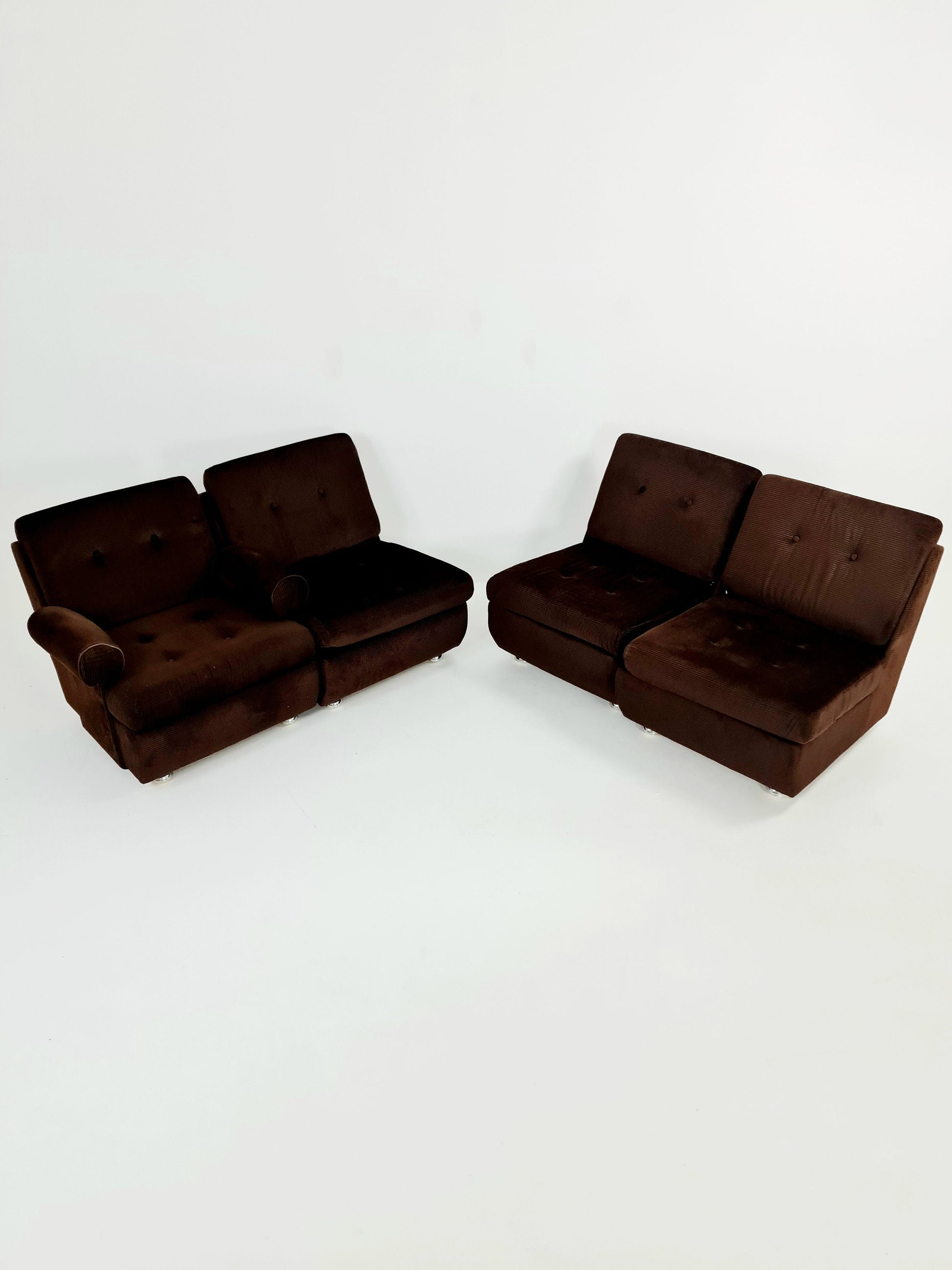 German Space age modular sofa/couch in brown Manchester fabric by Schwämmle Möbel, 1970s