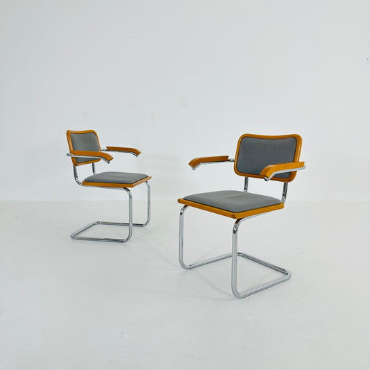 Mid century B32 Cesca armchair by Marcel Breuer upholstered , bauhaus design for Bene Italy 1980s