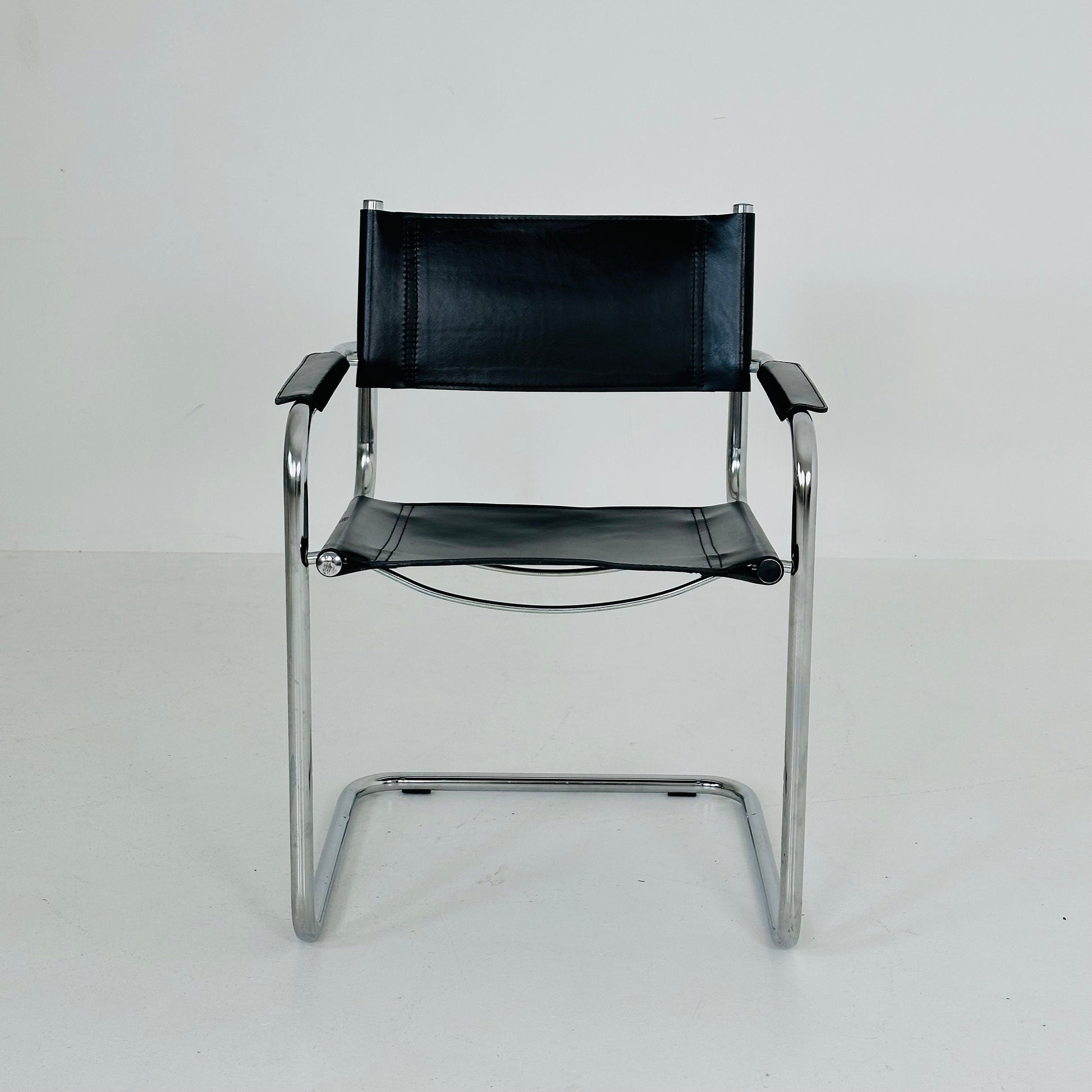 1 of 6 Mid Century iconic Mart Stam S34 armchair / Bauhaus chrome tube steel and leather / 80s vintage cantilever chair s43