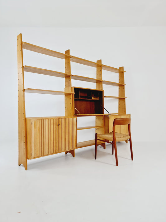Mid-Century German freestanding vintage library bookcase shelf, 3-parts, 1960s