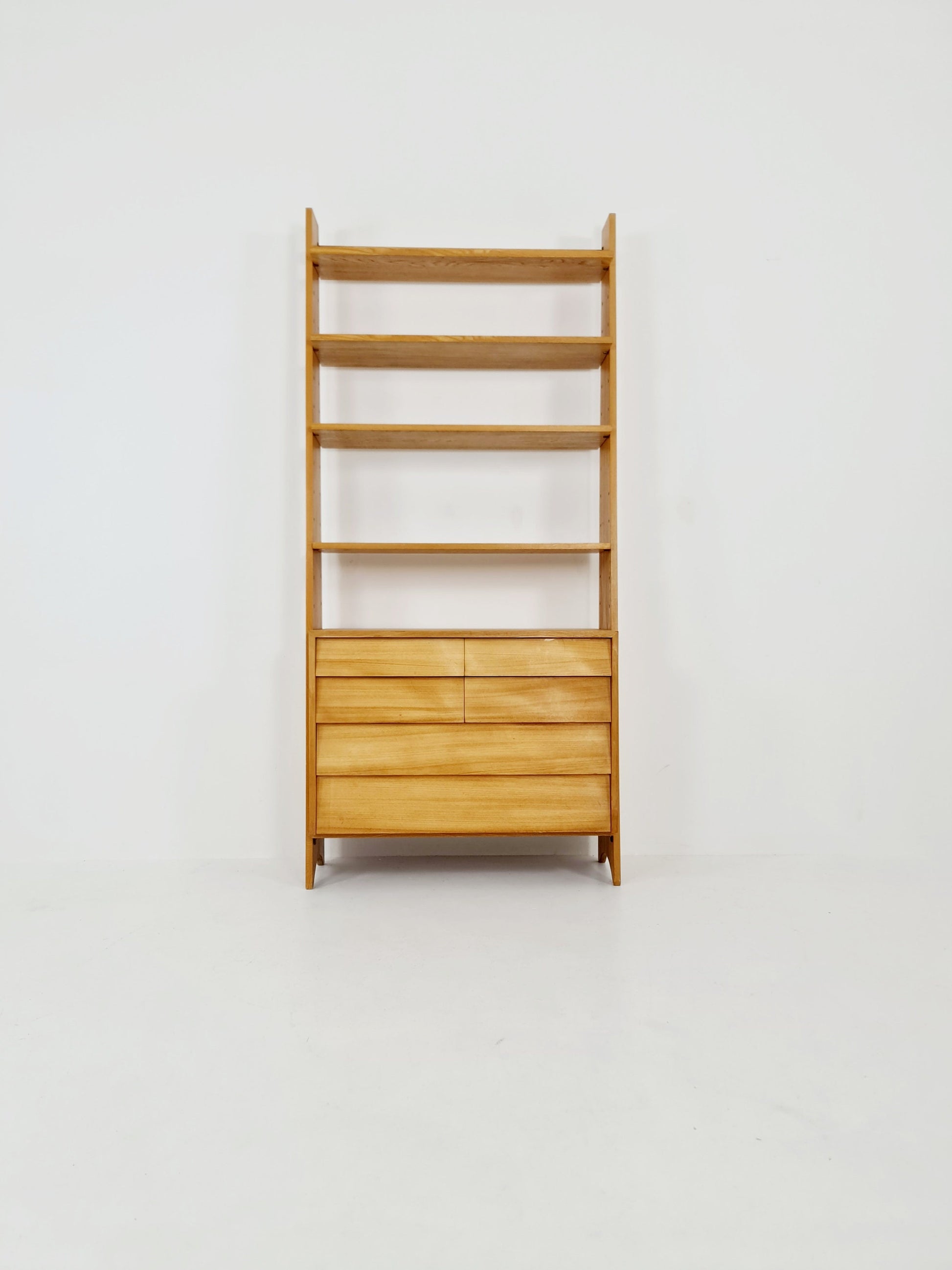 Mid-Century German freestanding vintage library bookcase shelf Cheast of drawers, 1960s
