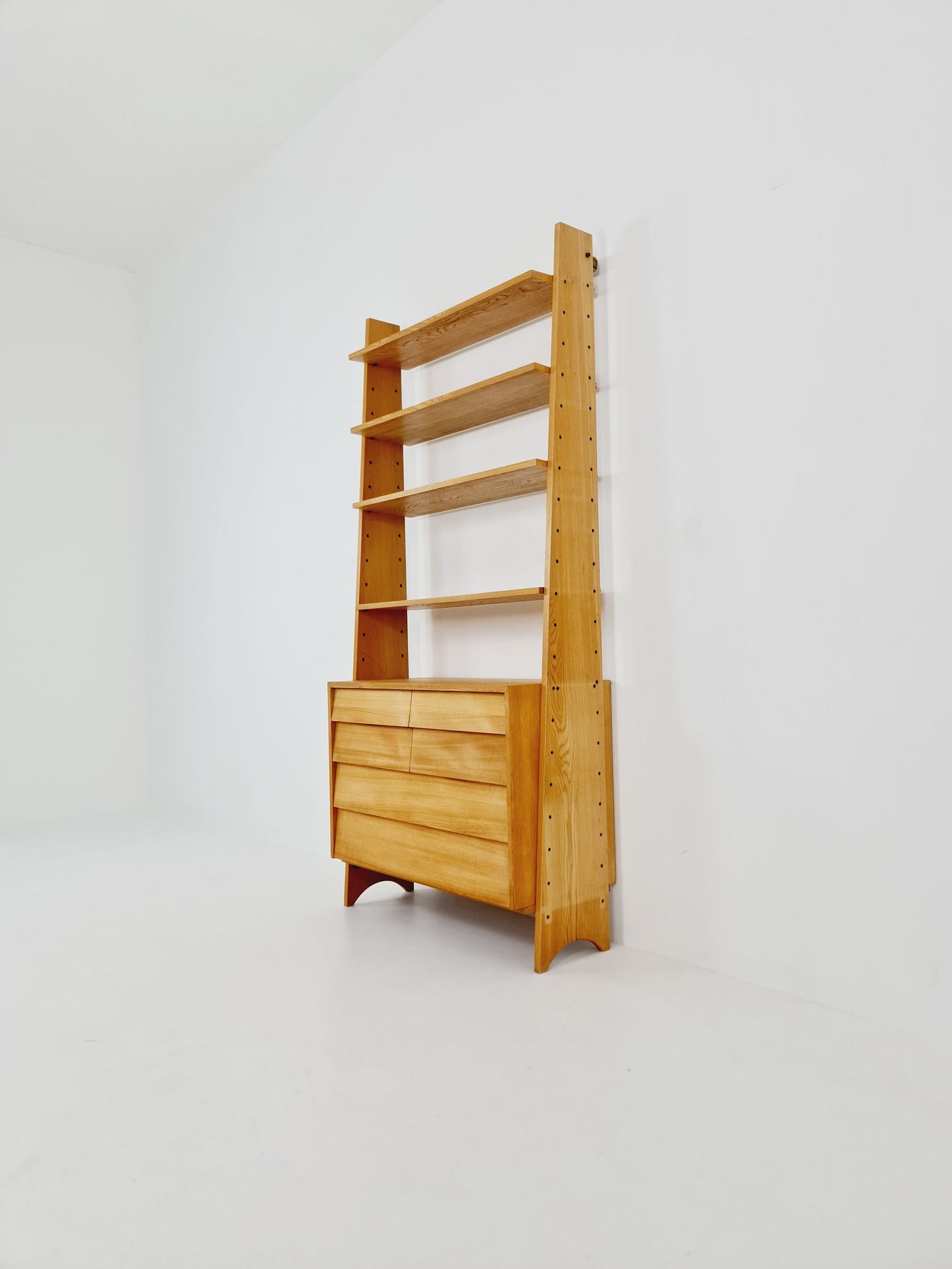 Mid-Century German freestanding vintage library bookcase shelf Cheast of drawers, 1960s