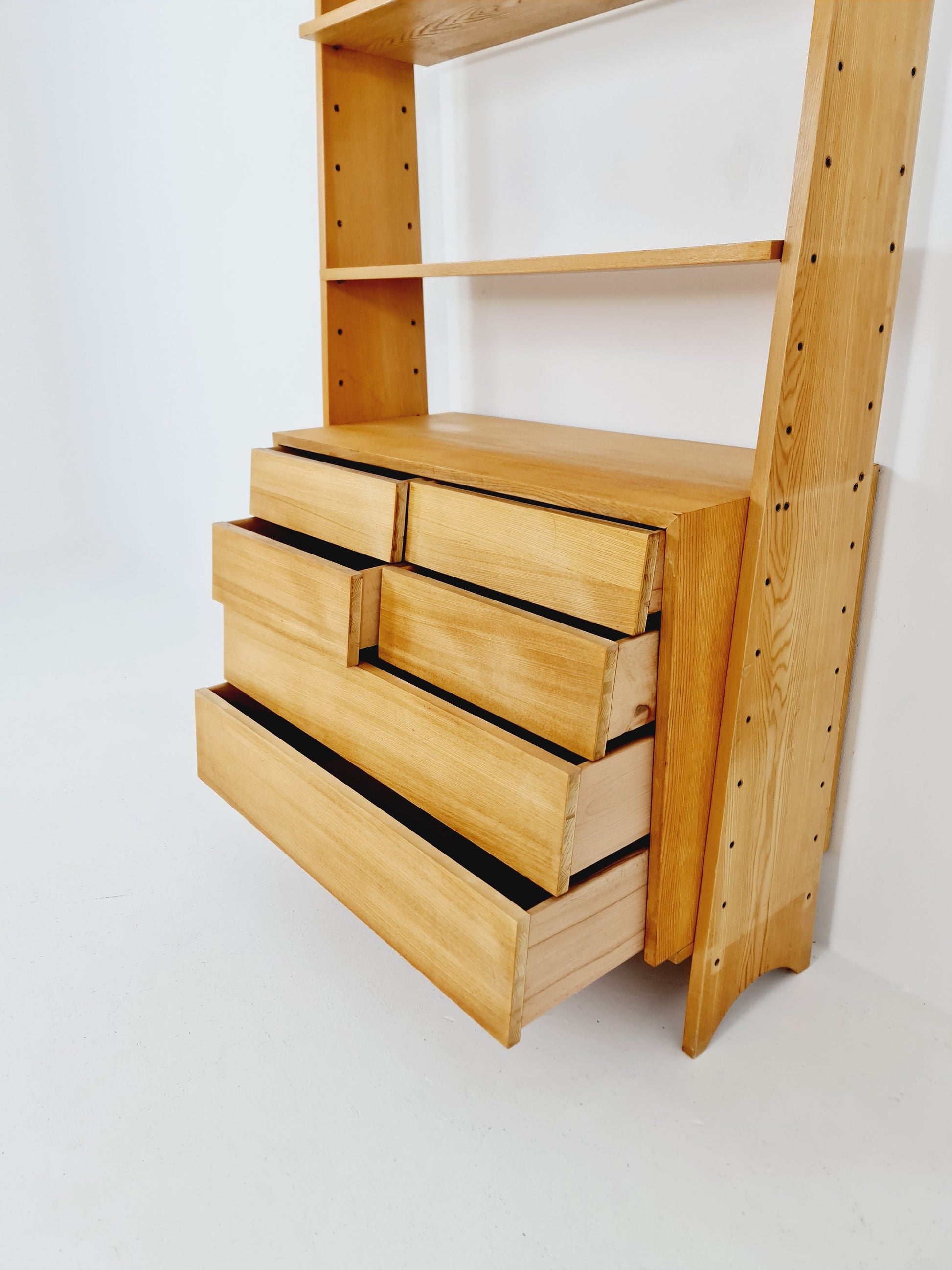Mid-Century German freestanding vintage library bookcase shelf Cheast of drawers, 1960s