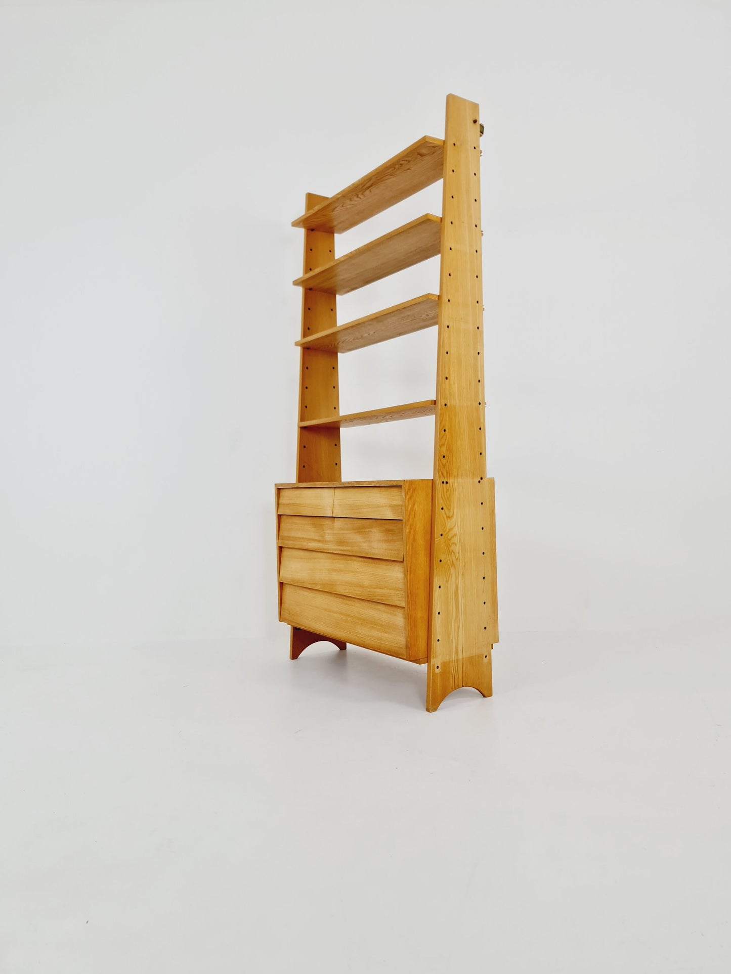 Mid-Century German freestanding vintage library bookcase shelf Cheast of drawers, 1960s