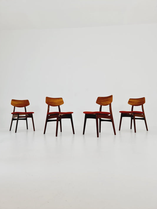 Vintage Danish solid teak dining butterfly Chairs 1960s, Set of 4