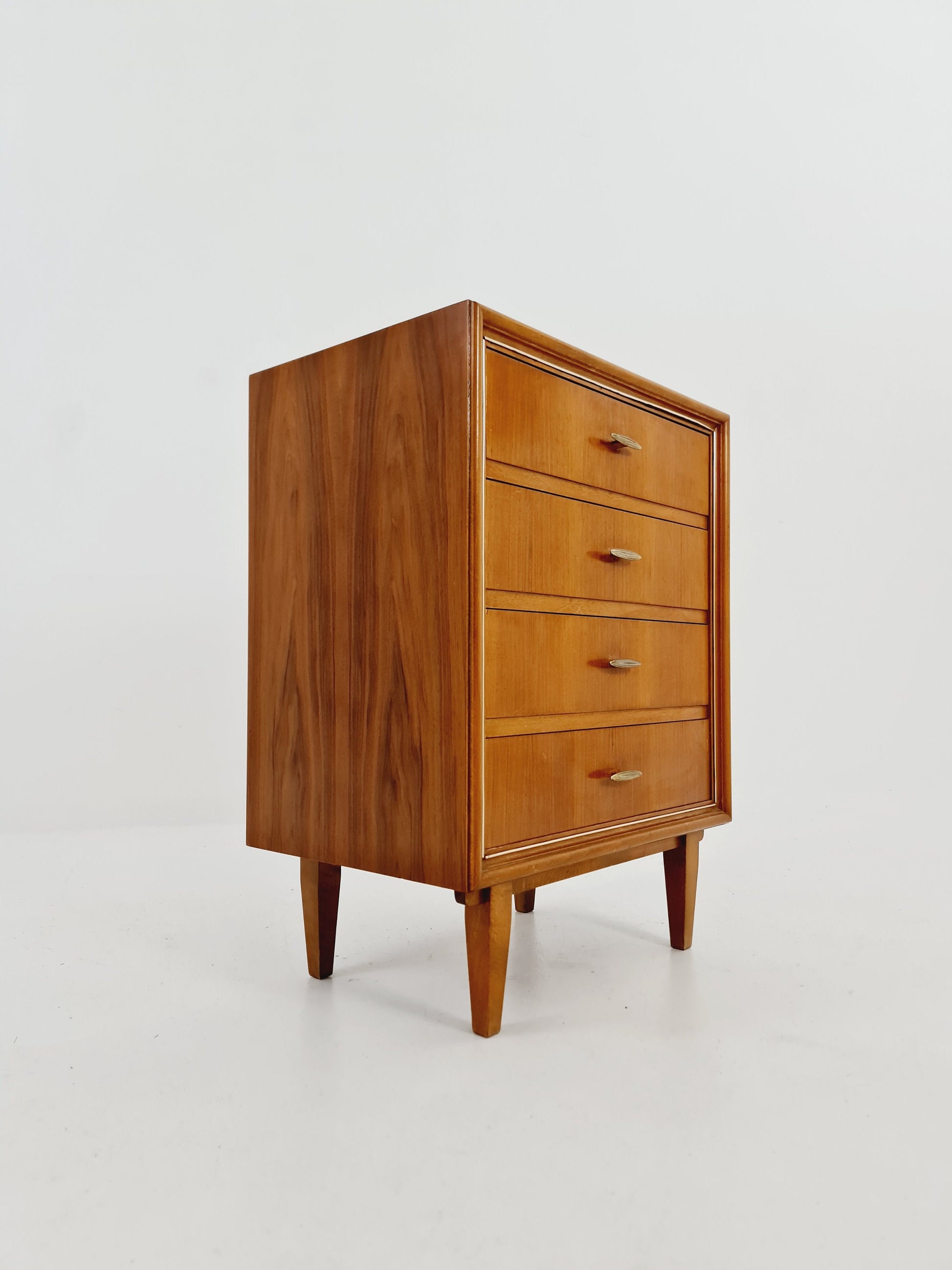 Midcentury German Walnut chest of drawers / 4 drawers cabinet by Greive NR 5 , 1960s