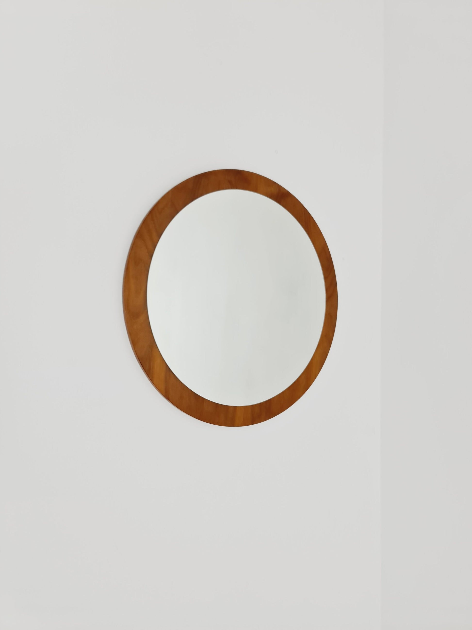 Mid Century round teak mirror from the 60s