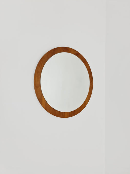 Mid Century round teak mirror from the 60s