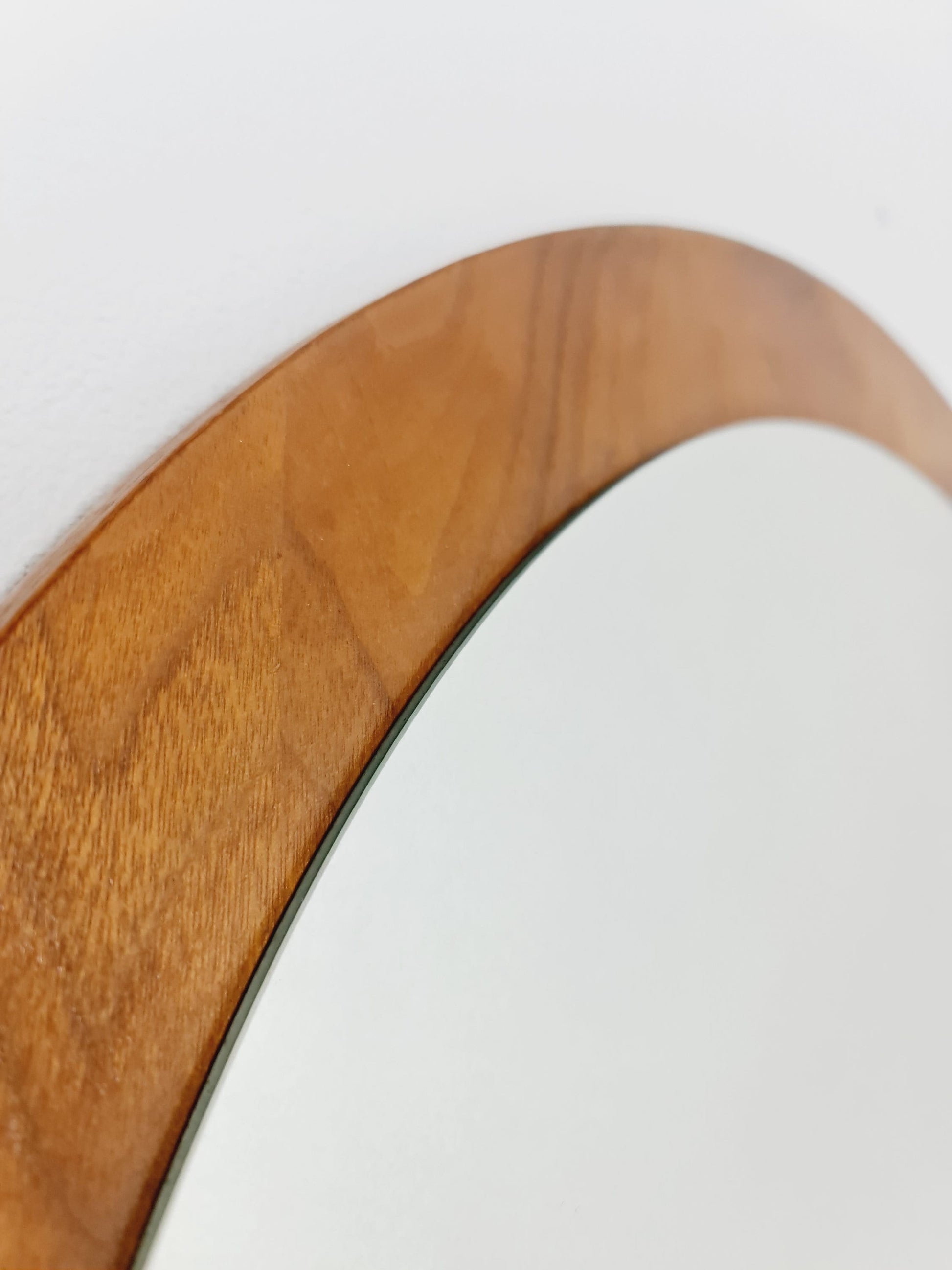 Mid Century round teak mirror from the 60s
