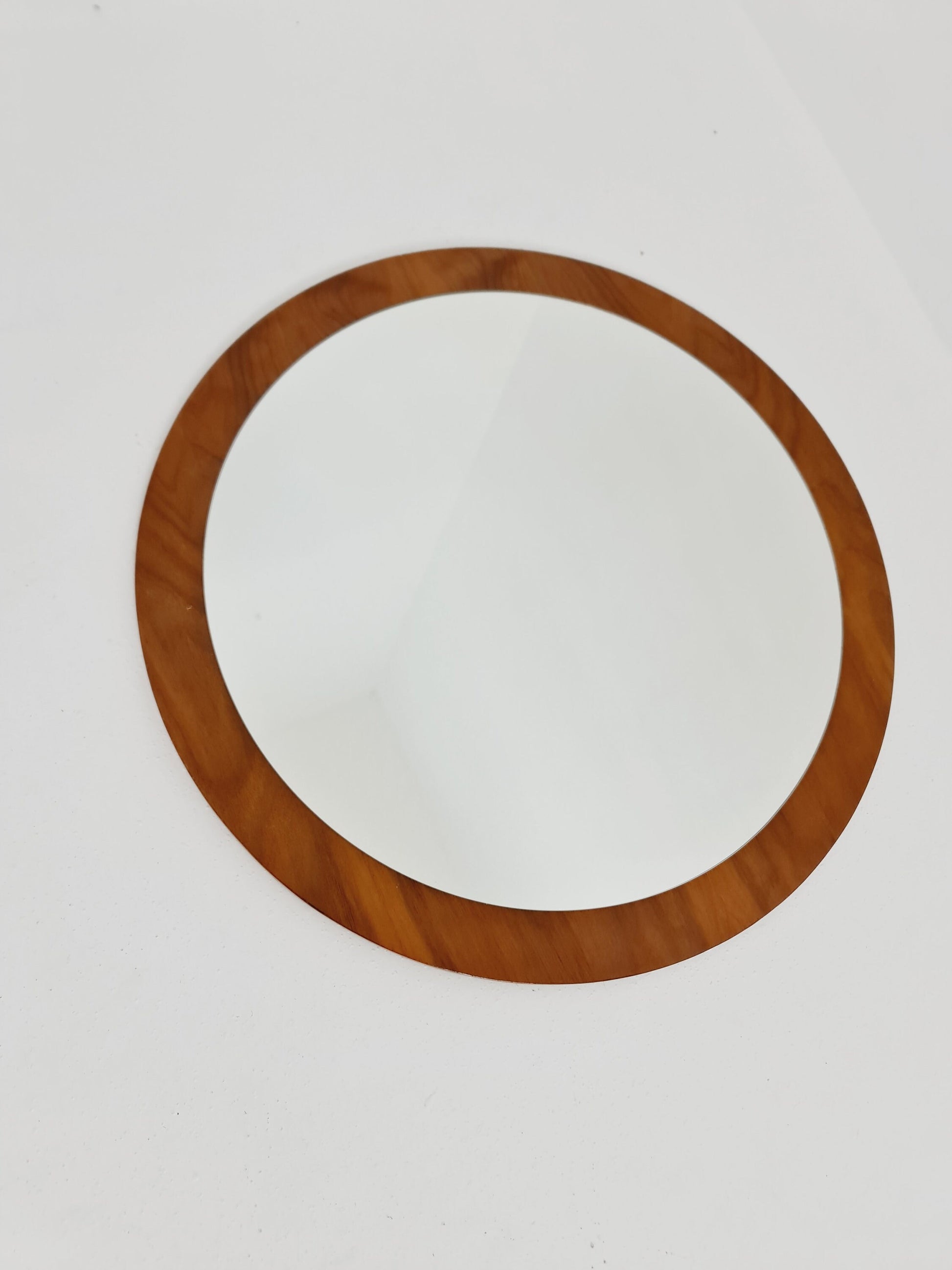 Mid Century round teak mirror from the 60s