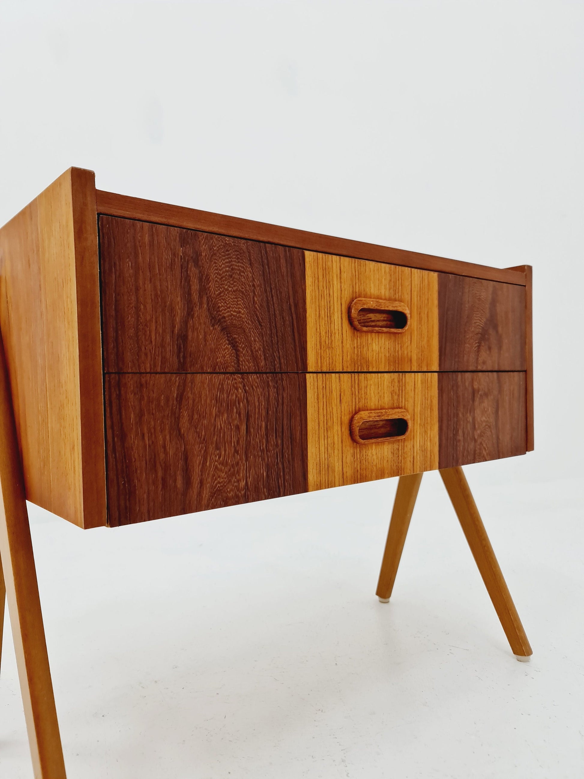Midcentury Danish teak vintage Side table/ Bedside table/ Night stand with two drawers, 1960s