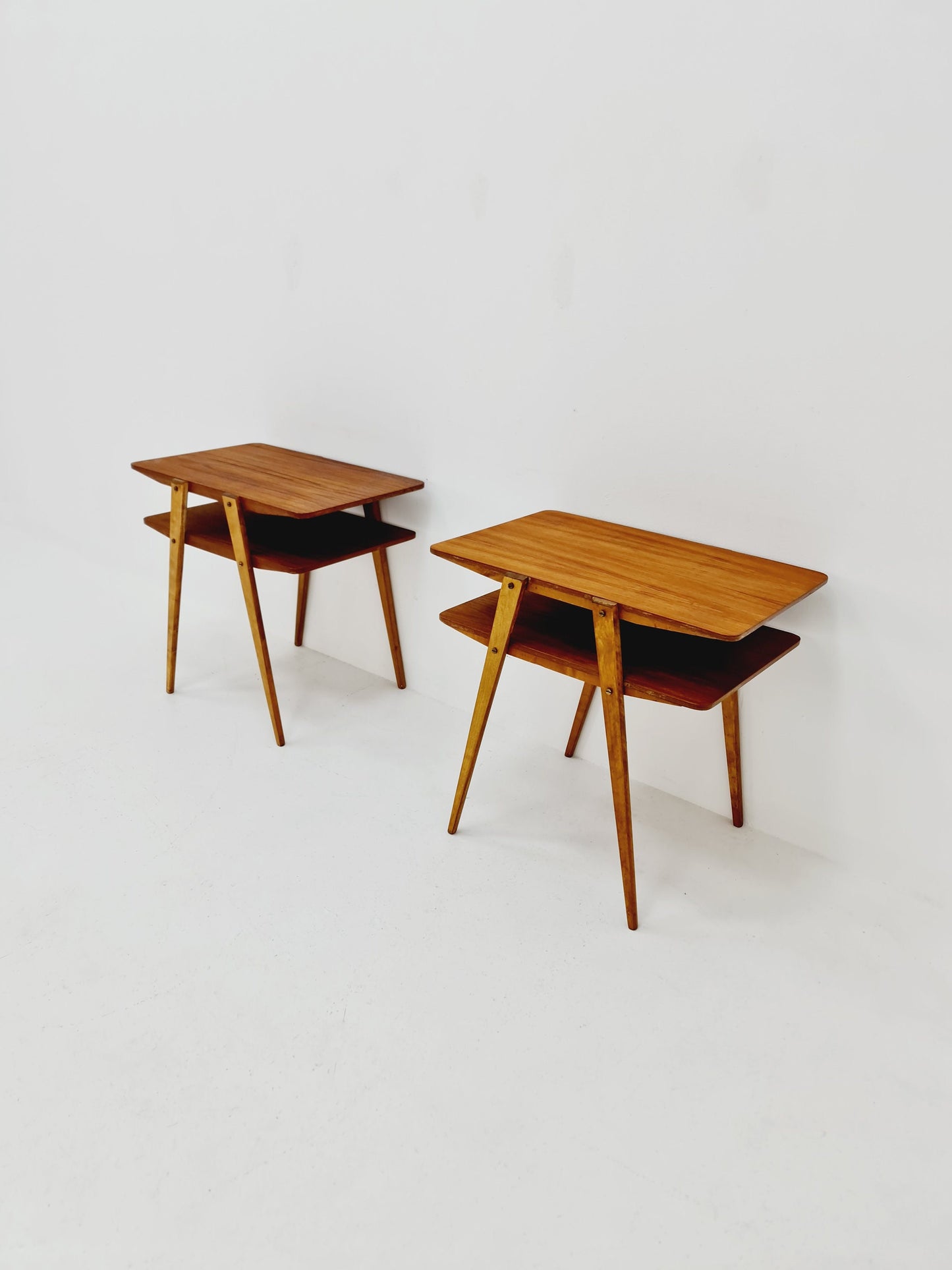 Swedish Mid century teak nightstands, side tables by Albert’s Möbelfabrik, 1960s Set of 2