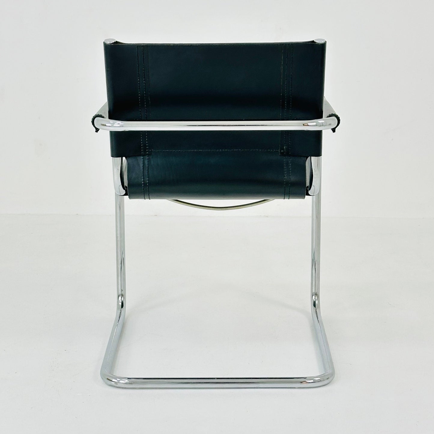 1 of 2 bauhaus design Visitor Chair black Leather 1970s