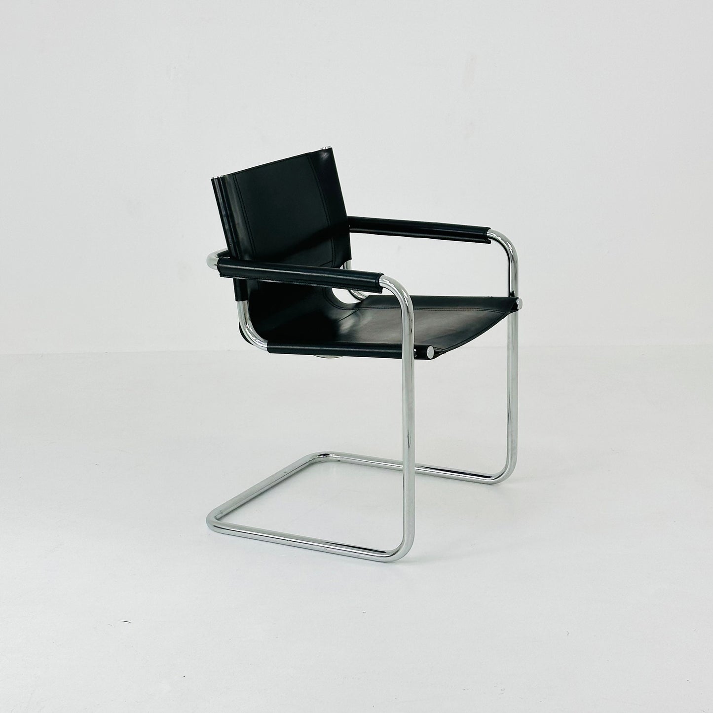1 of 2 bauhaus design Visitor Chair black Leather 1970s