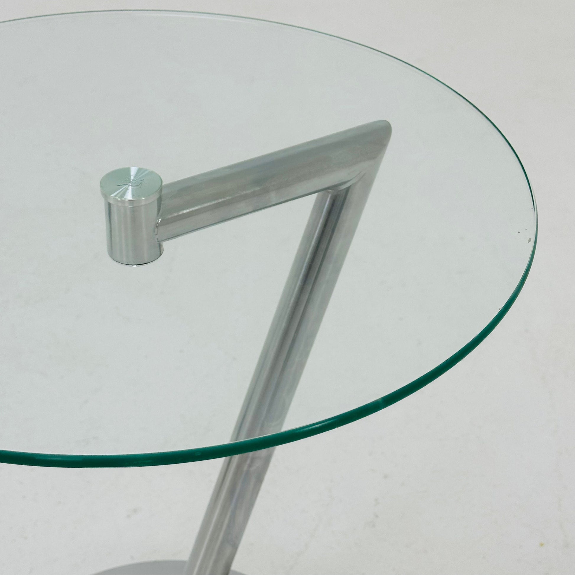 Set of 2 Vintage glass chrome side table /end table 1980s