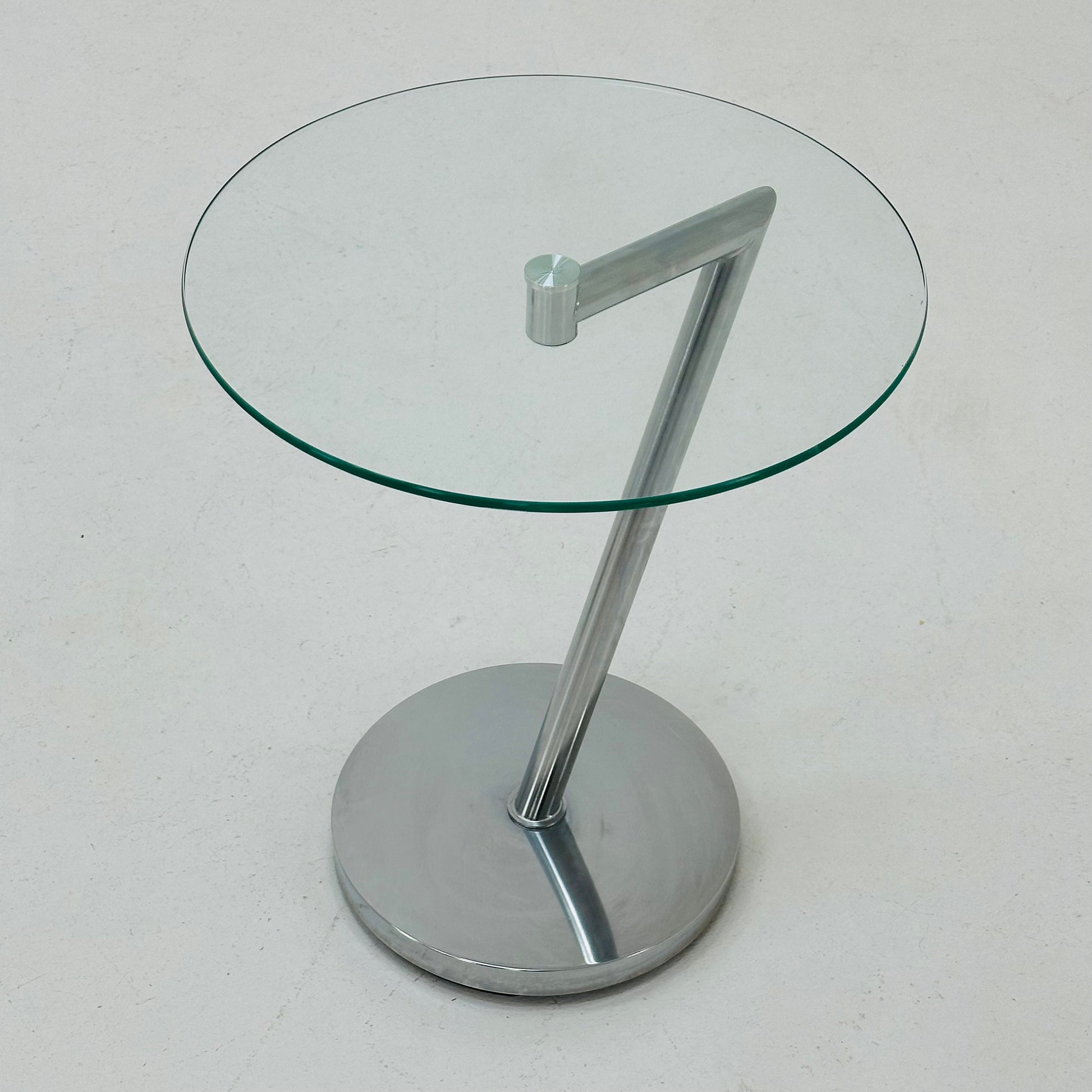 Set of 2 Vintage glass chrome side table /end table 1980s
