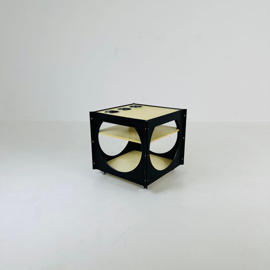 Space Age beige and Black Vintage Plastic Bar Cart/trolley made in Germany 1970s
