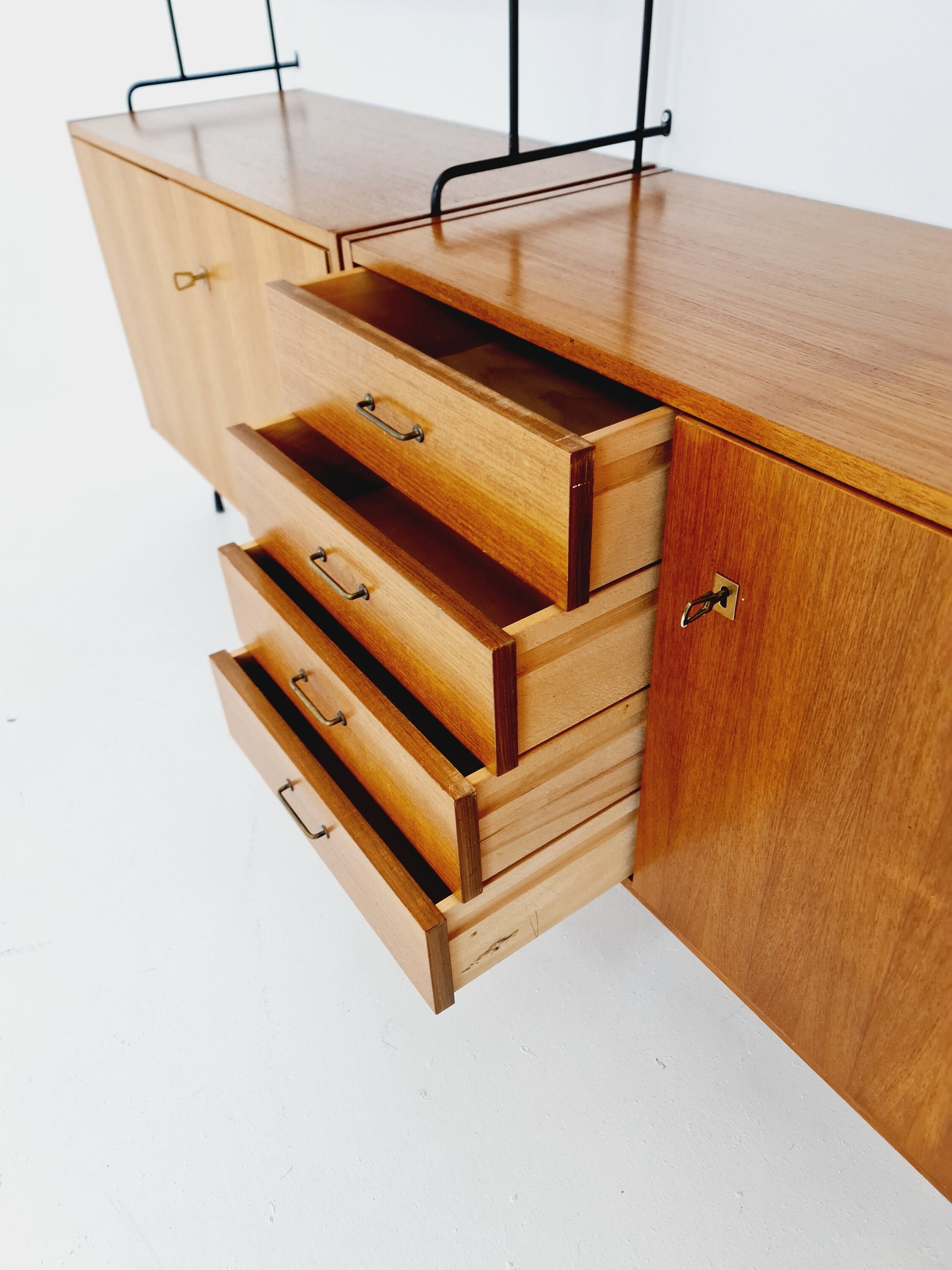 Mid century Teak 11 pieces shelving unit by Hilker for Omnia, Germany 1960s