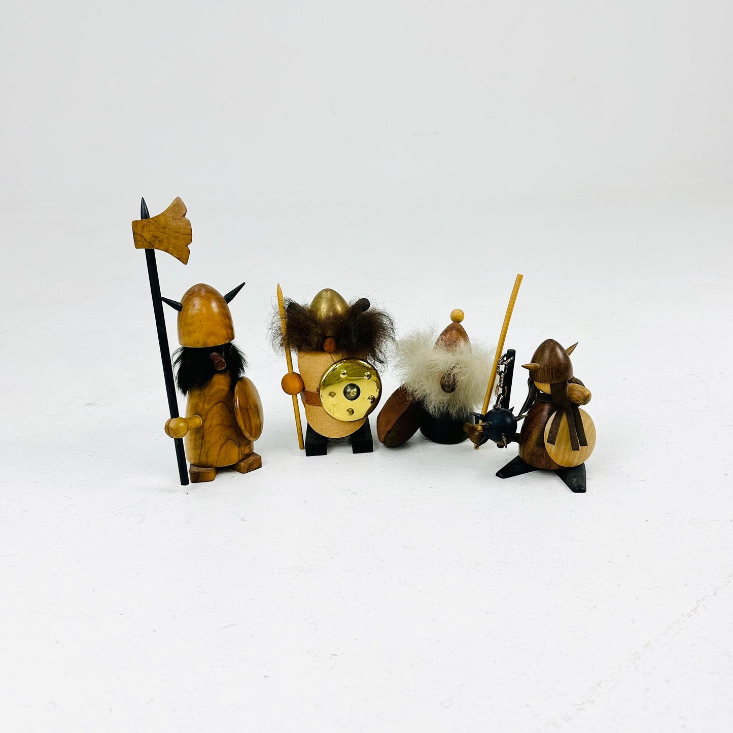 Mid century Viking handcrafted figurines set 1960s , made in Denmark ,Swedish,