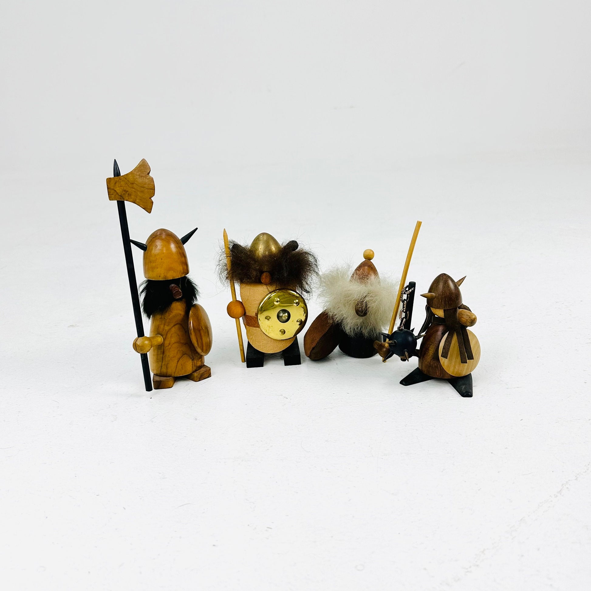 Mid century Viking handcrafted figurines set 1960s , made in Denmark ,Swedish,