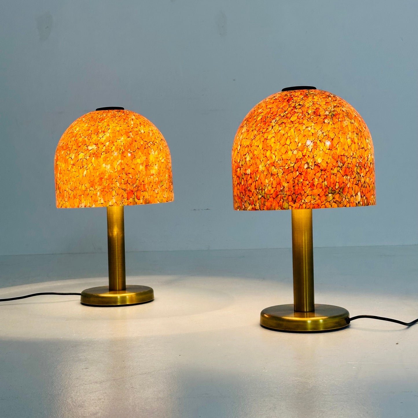Pair of Glass and Brass Table Lamps by Peil & Putzler Germany 1970s