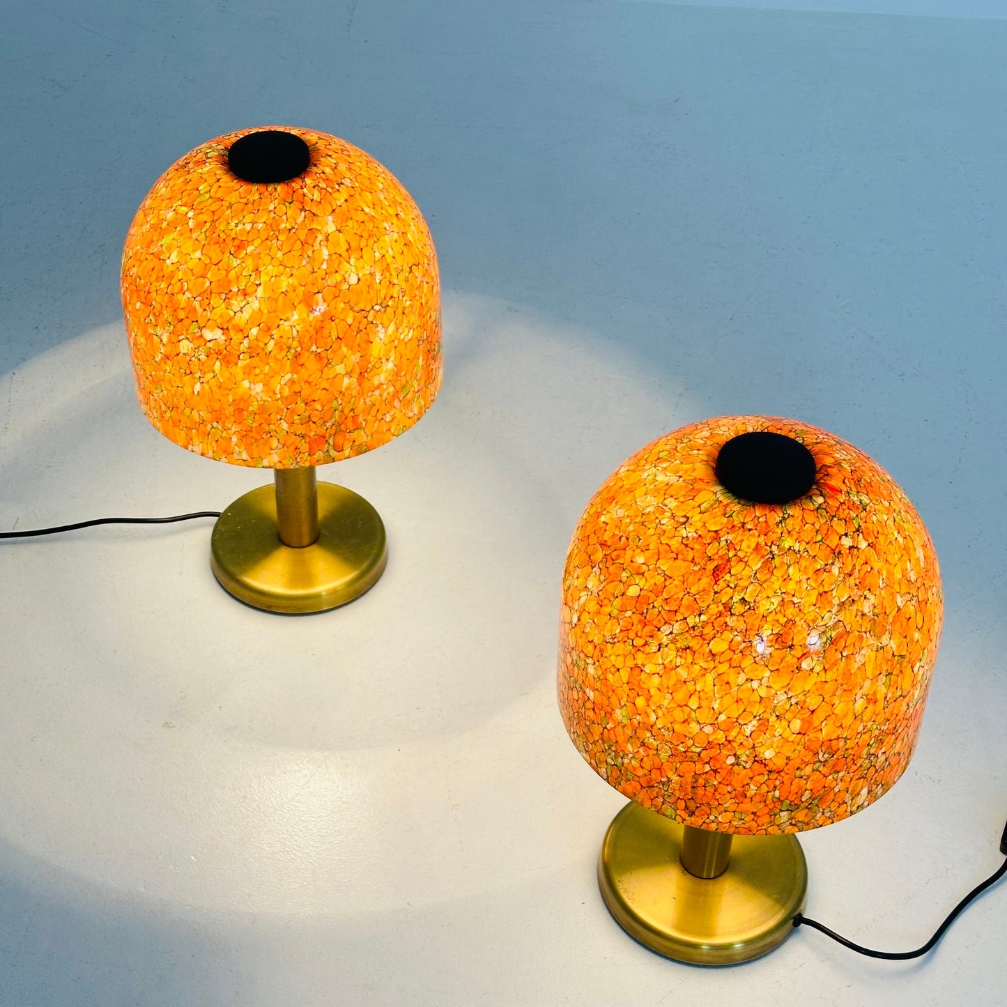 Pair of Glass and Brass Table Lamps by Peil & Putzler Germany 1970s